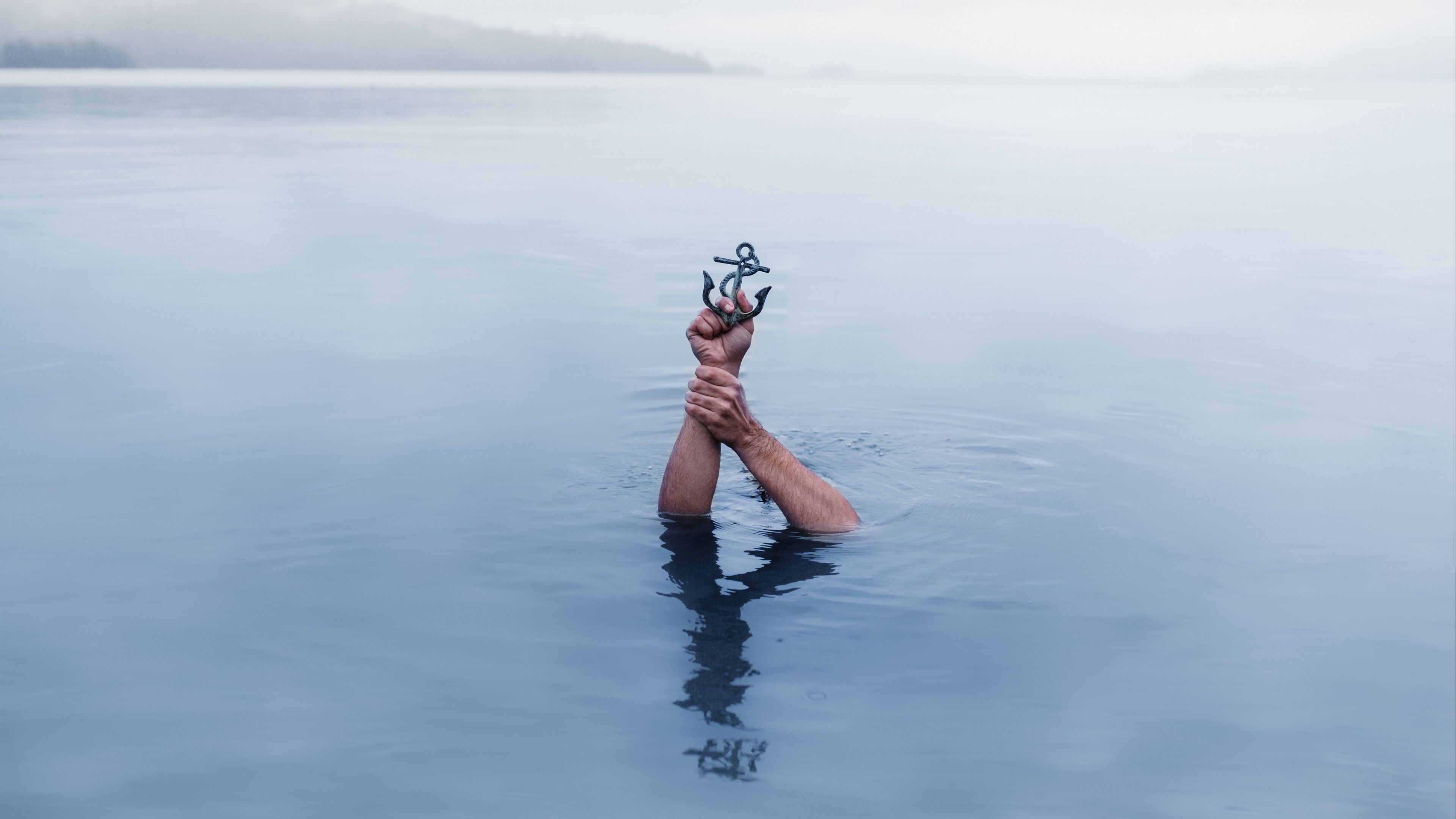 hands, water, anchor, immersion, symbolic, 4k, HD Wallpaper