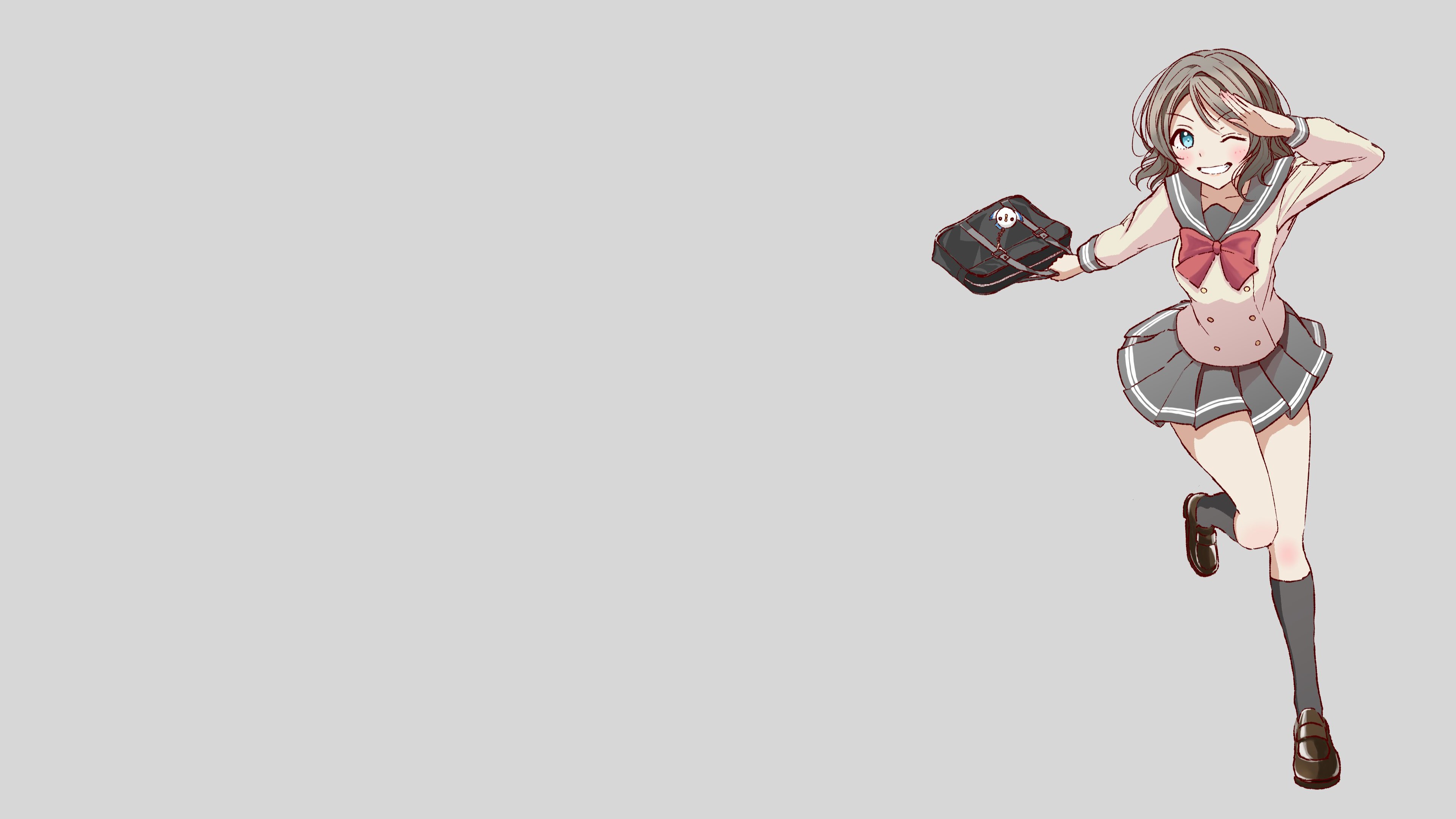 Love Live! Sunshine, Watanabe You, school uniform, blue eyes, anime, anime girls, HD Wallpaper
