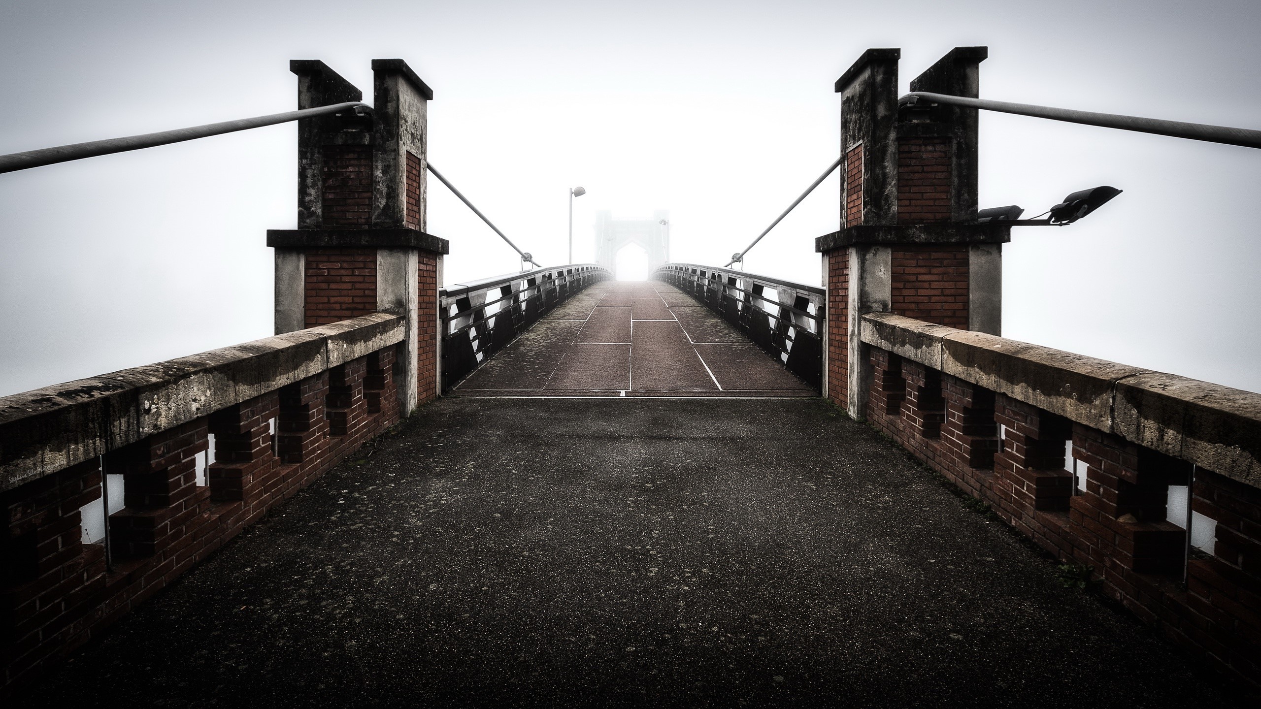 France, construction, bridge, mist, HD Wallpaper
