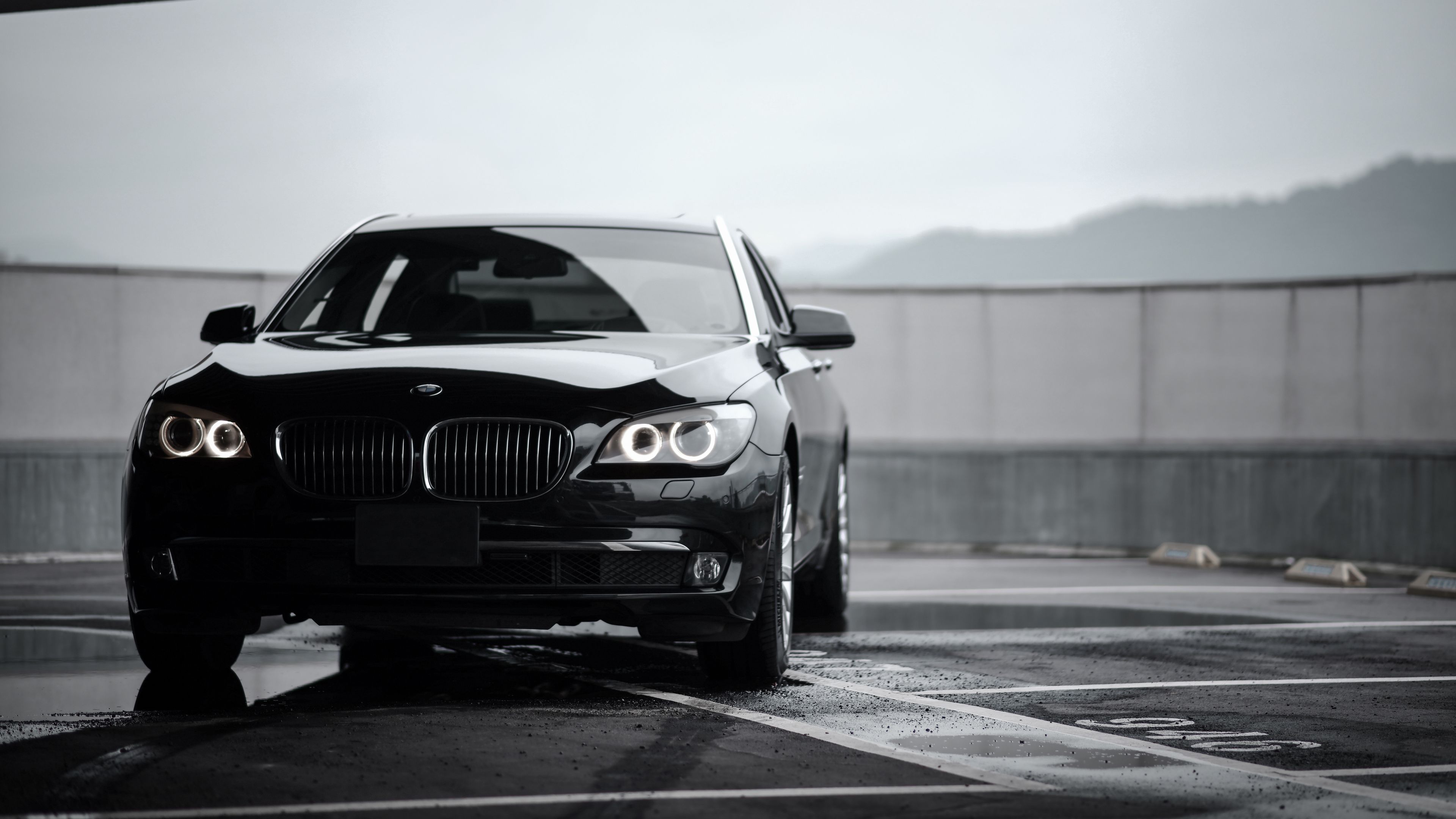 bmw 7, bmw, black, sedan, front view, premium, 4k, HD Wallpaper