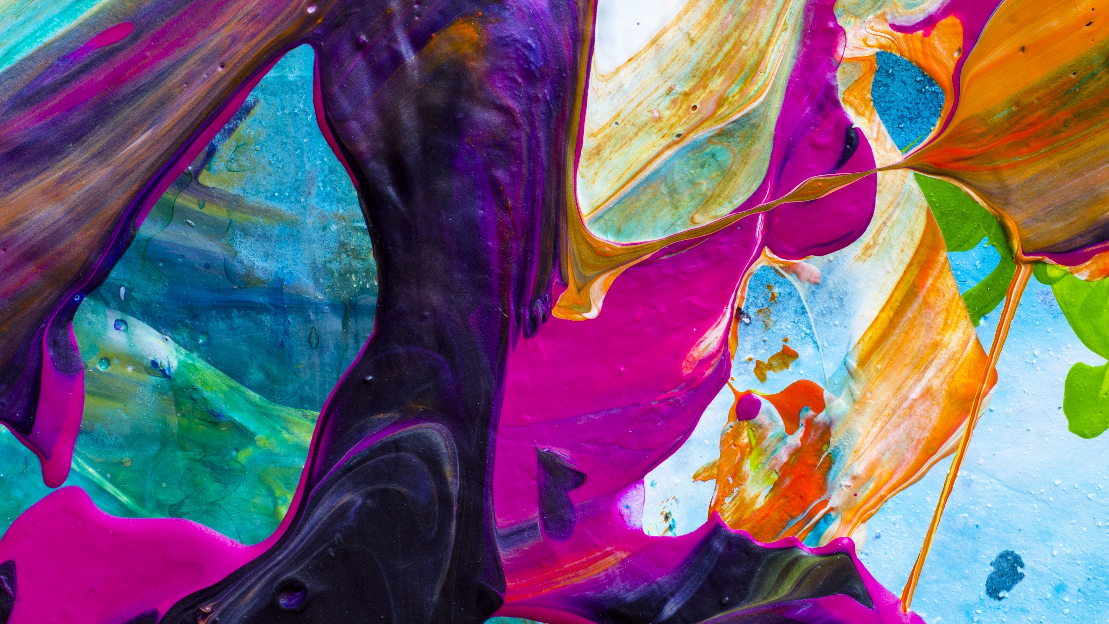 paint, spots, stains, splashes, colorful, abstraction, 4k, HD Wallpaper