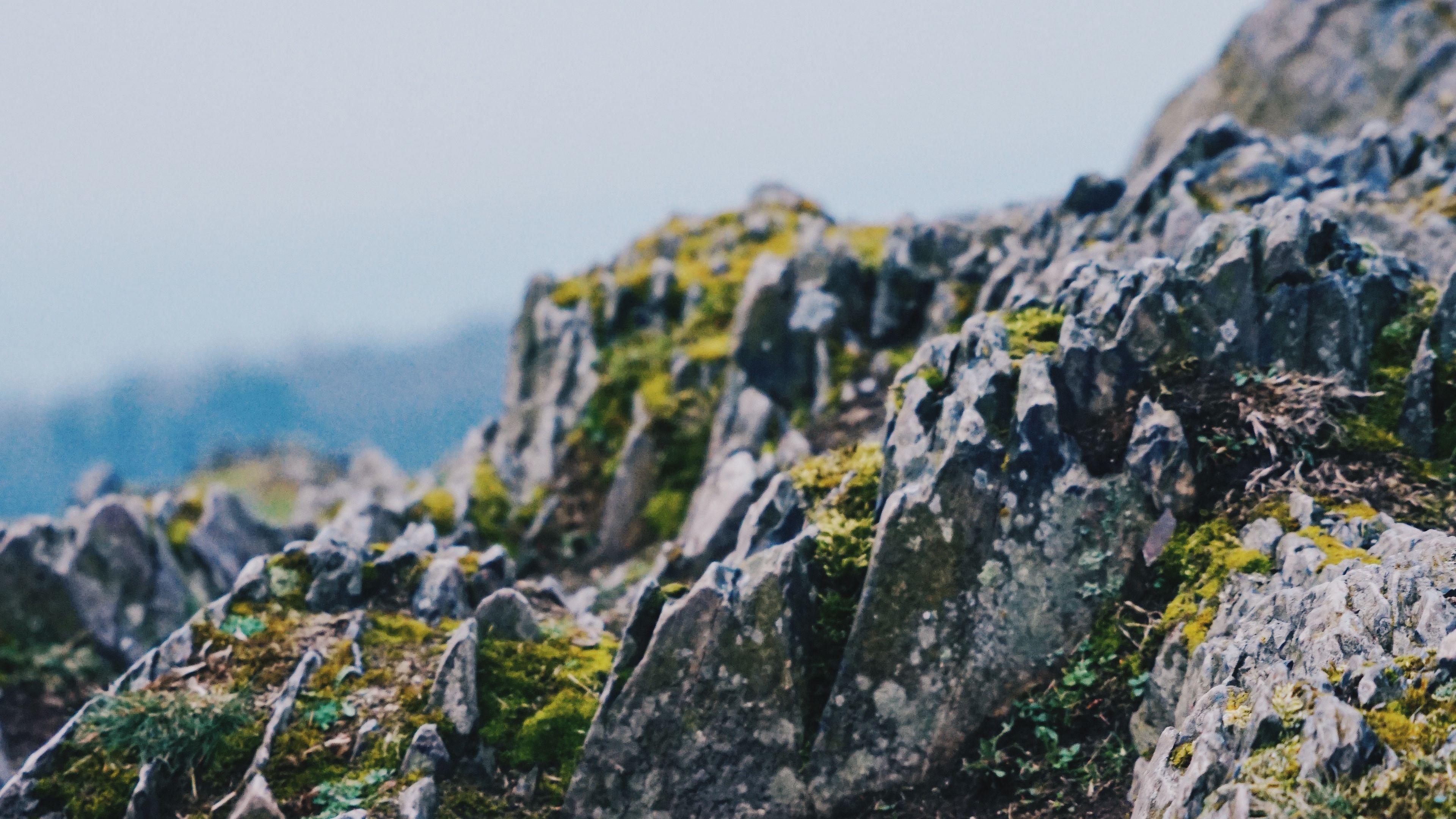 rocks, stones, moss, cliff, stony, mountain, 4k, HD Wallpaper