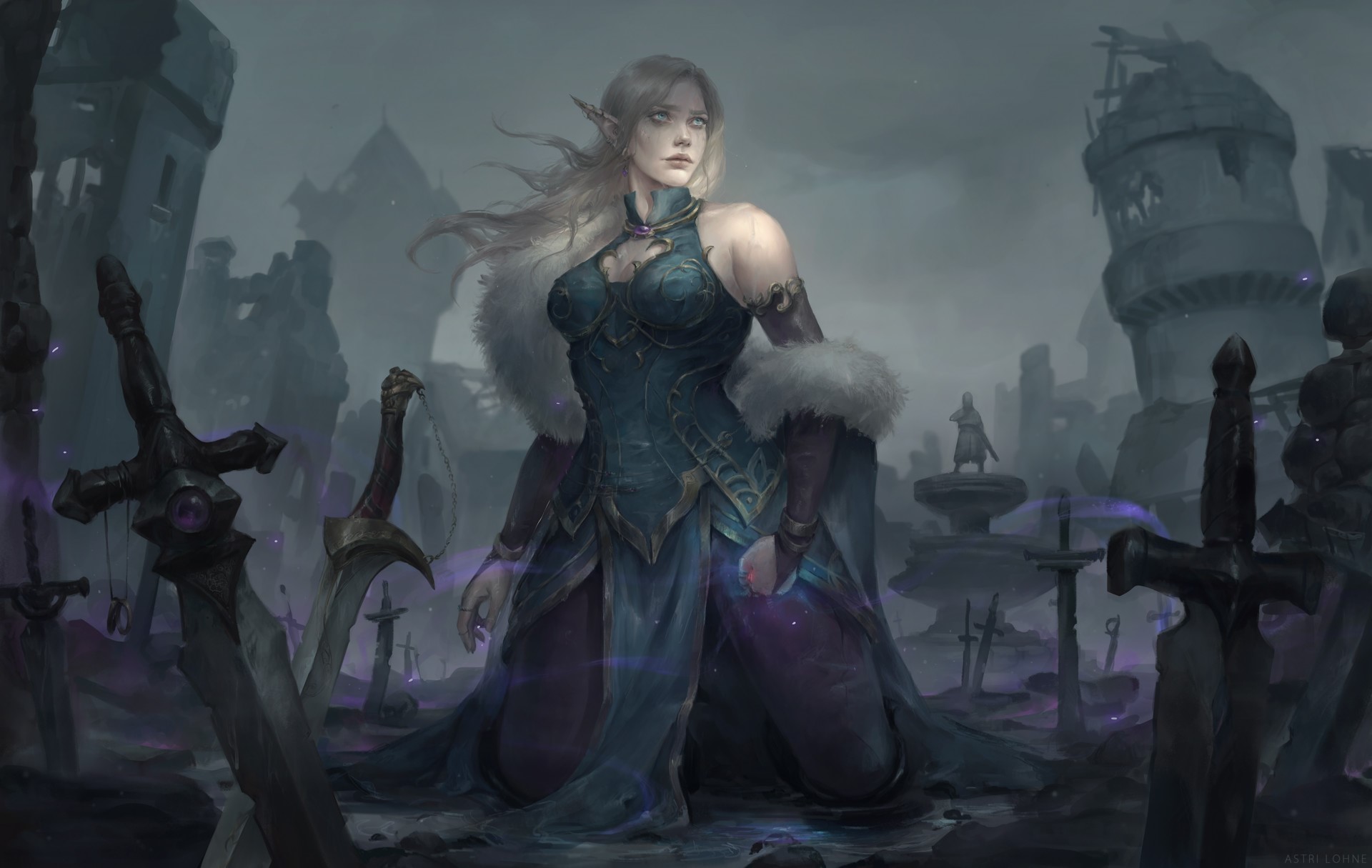 artwork, digital art, video game art, video games, Mirabella Dawnsinger, Warcraft, World of Warcraft, elven, pointed ears, HD Wallpaper