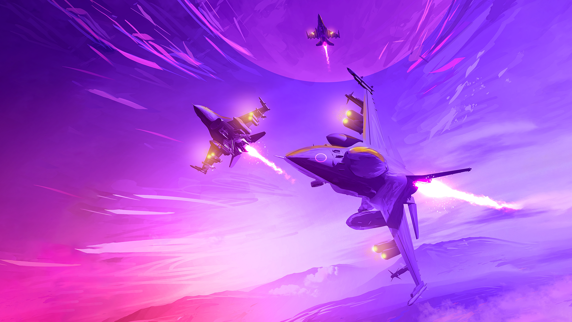 aircraft, clouds, digital art, military, jet fighter, General Dynamics F-16 Fighting Falcon, HD Wallpaper