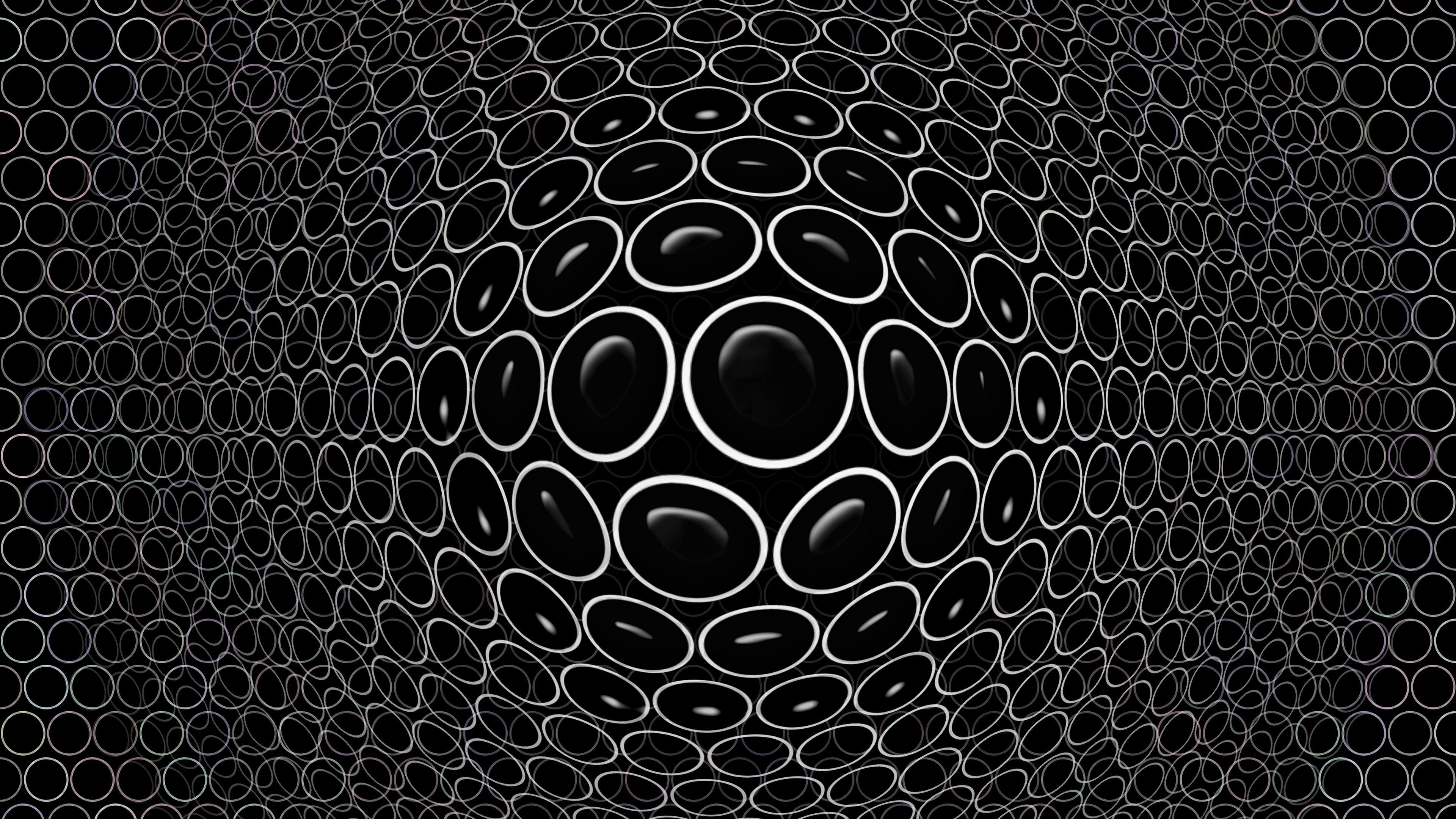 convex, embossed, realistic, 3d, circles, black, 4k, HD Wallpaper