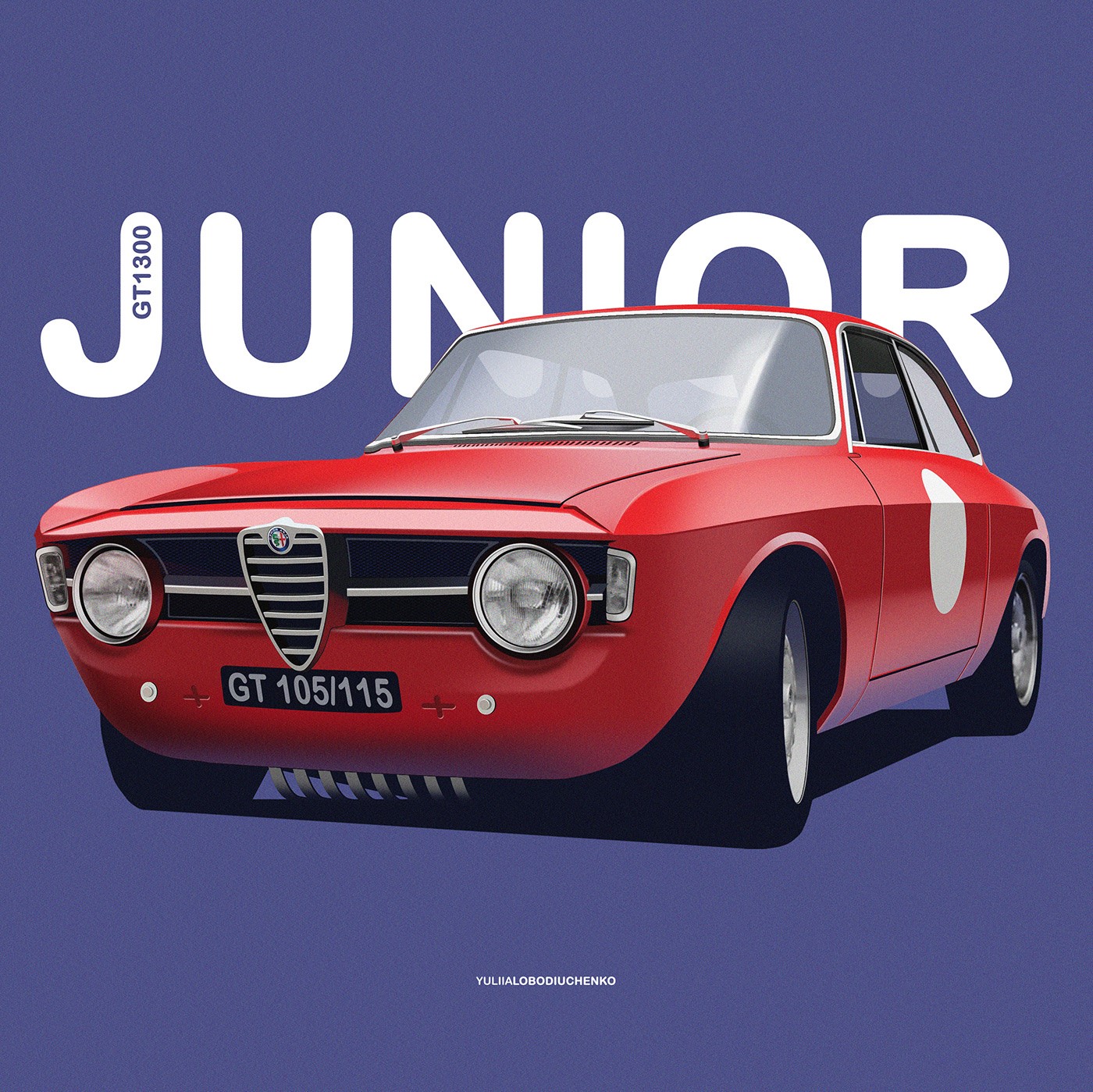 car, illustration, classic car, Yuliia Lobodiuchenko, Alfa Romeo, Alfa Romeo Giulia, simple background, typography, HD Wallpaper
