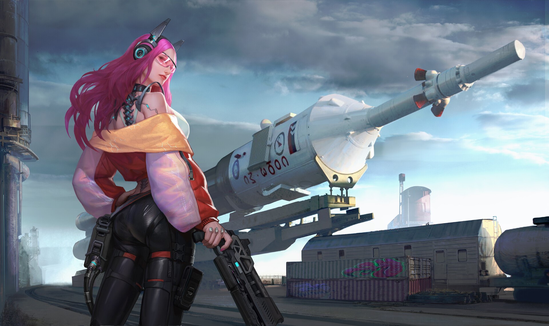 fictional character, portrait display, pink hair, rocket, women, HD Wallpaper
