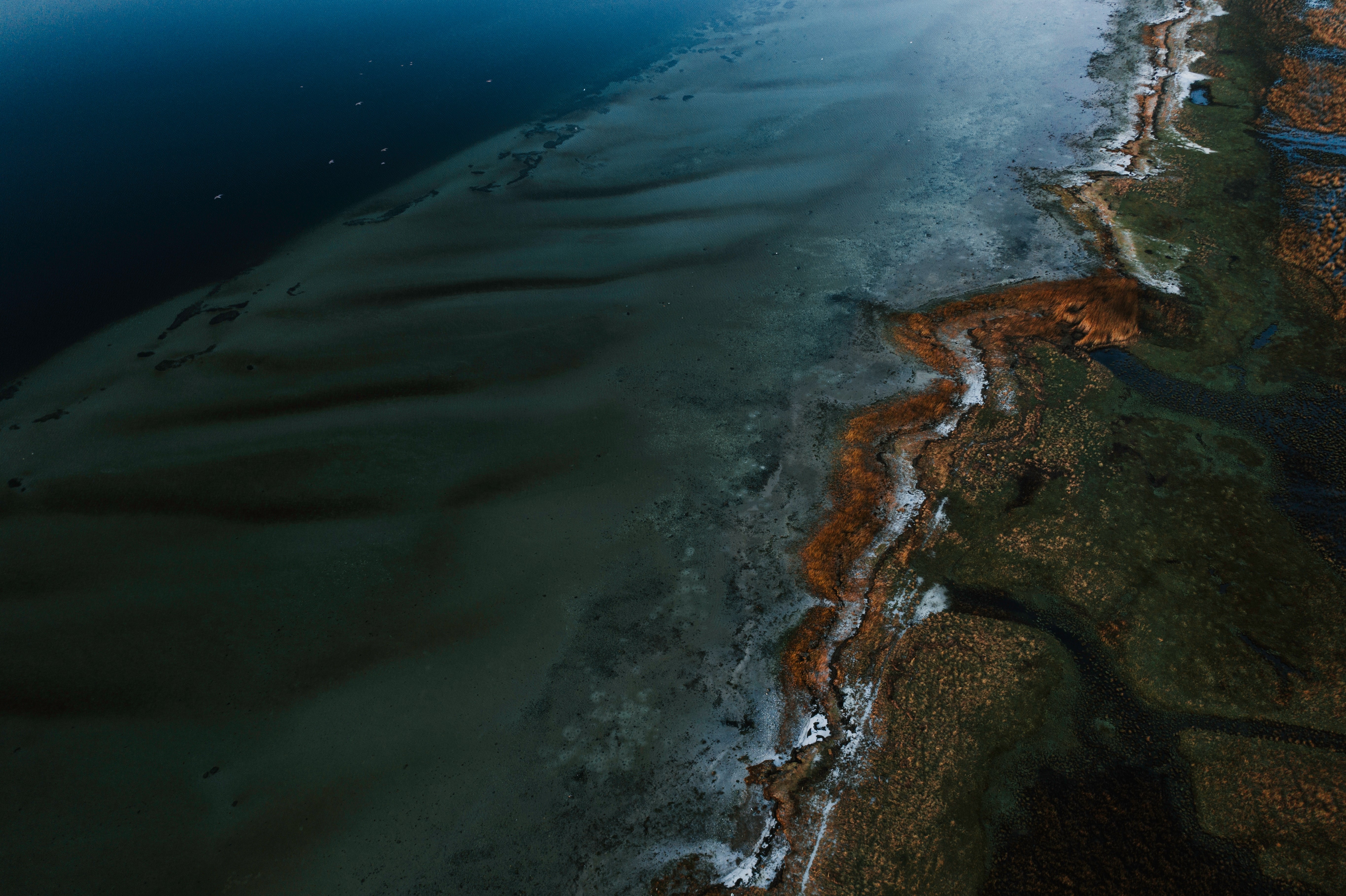 nature, landscape, aerial, aerial view, coast, sea, sand, Denmark, HD Wallpaper