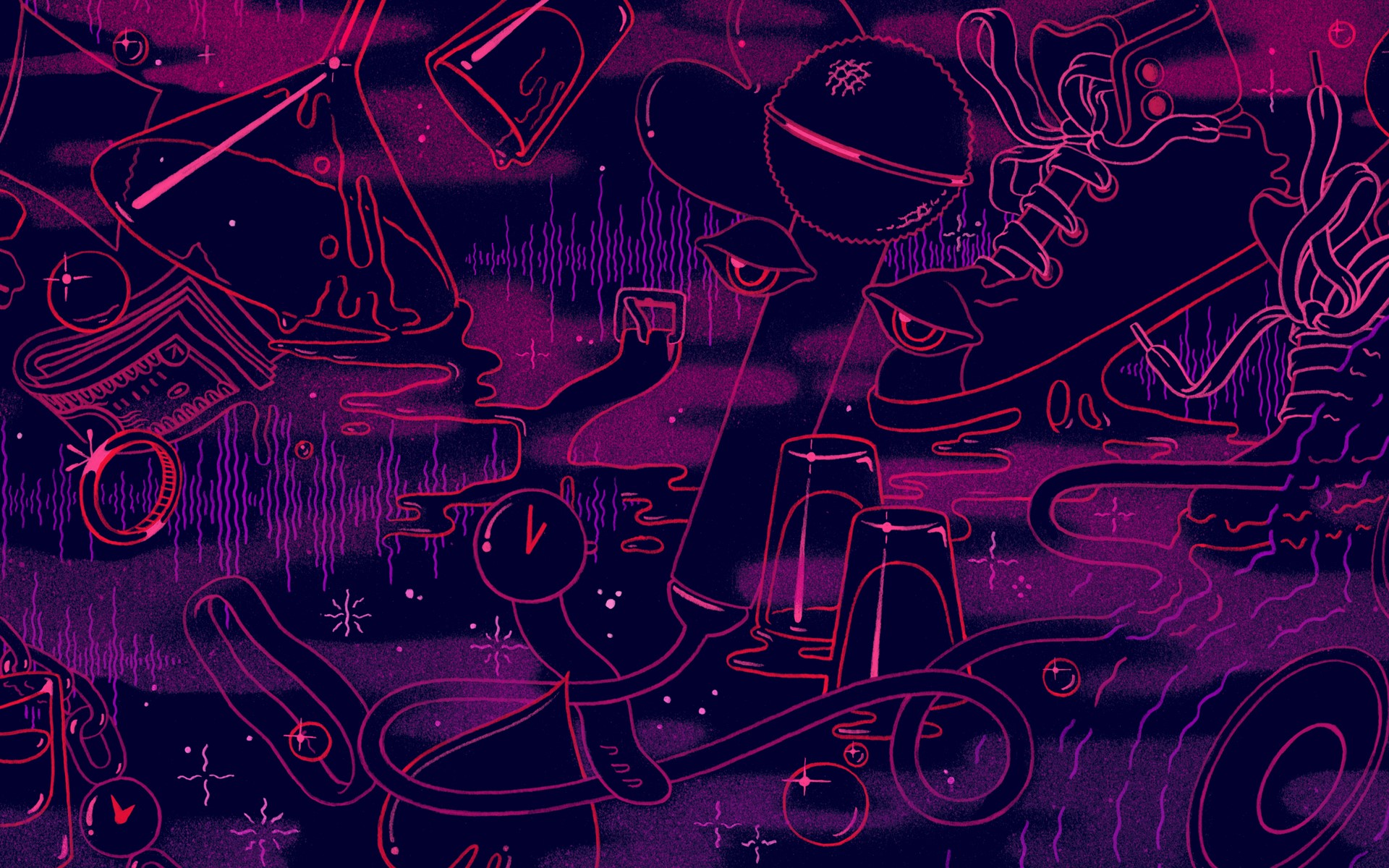 illustration, artwork, colorful, pattern, psychedelic, purple, HD Wallpaper
