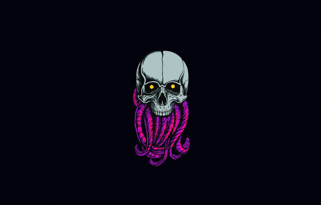 skull, minimalism, artwork, black, HD Wallpaper