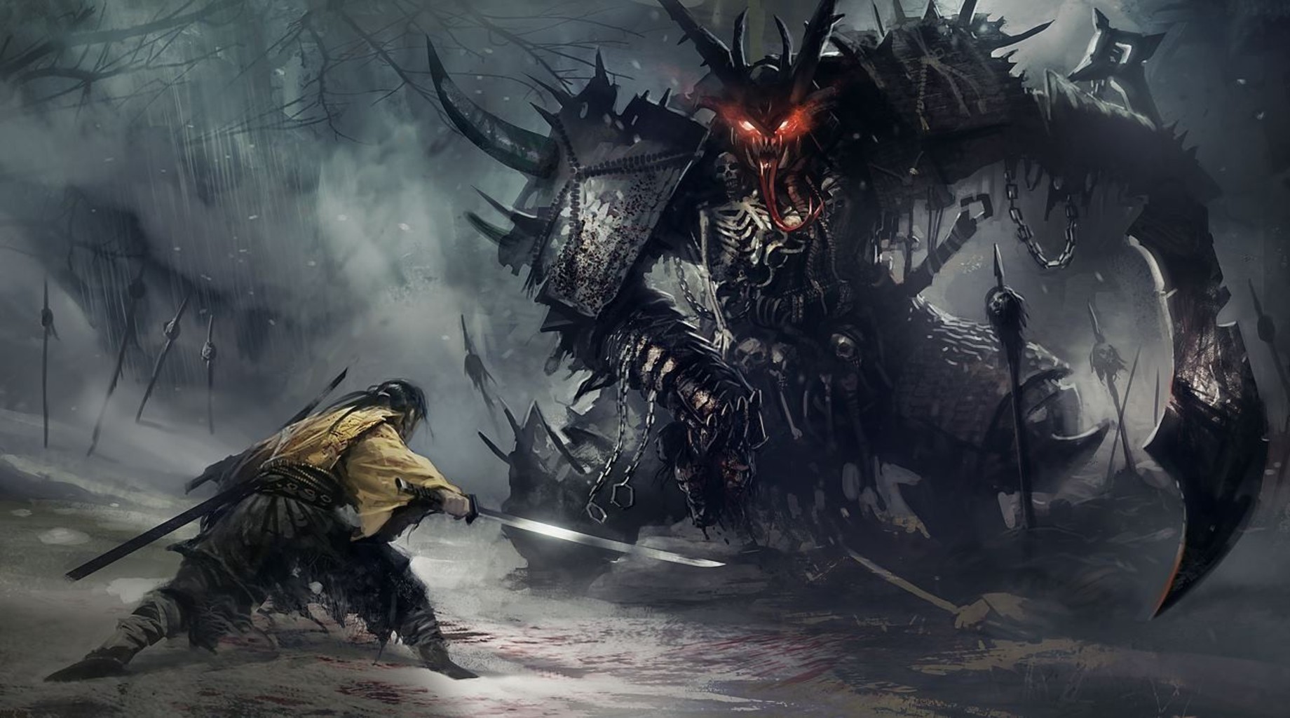 battle, sword, fantasy art, Duel, Daryl Mandryk, HD Wallpaper