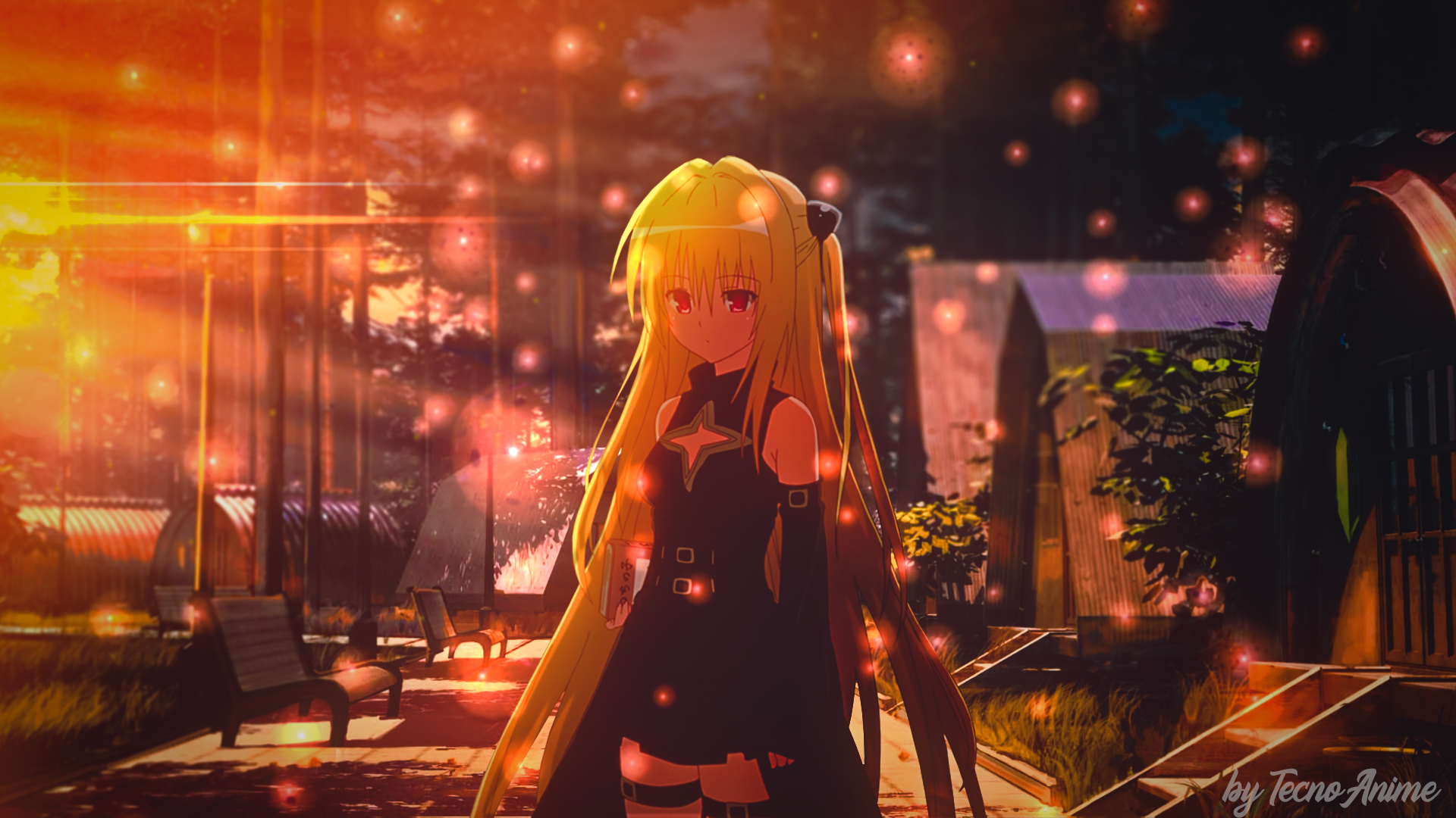 anime girls, blonde, To Love-ru, To love ru, Golden Darkness, sunset, anime, HD Wallpaper