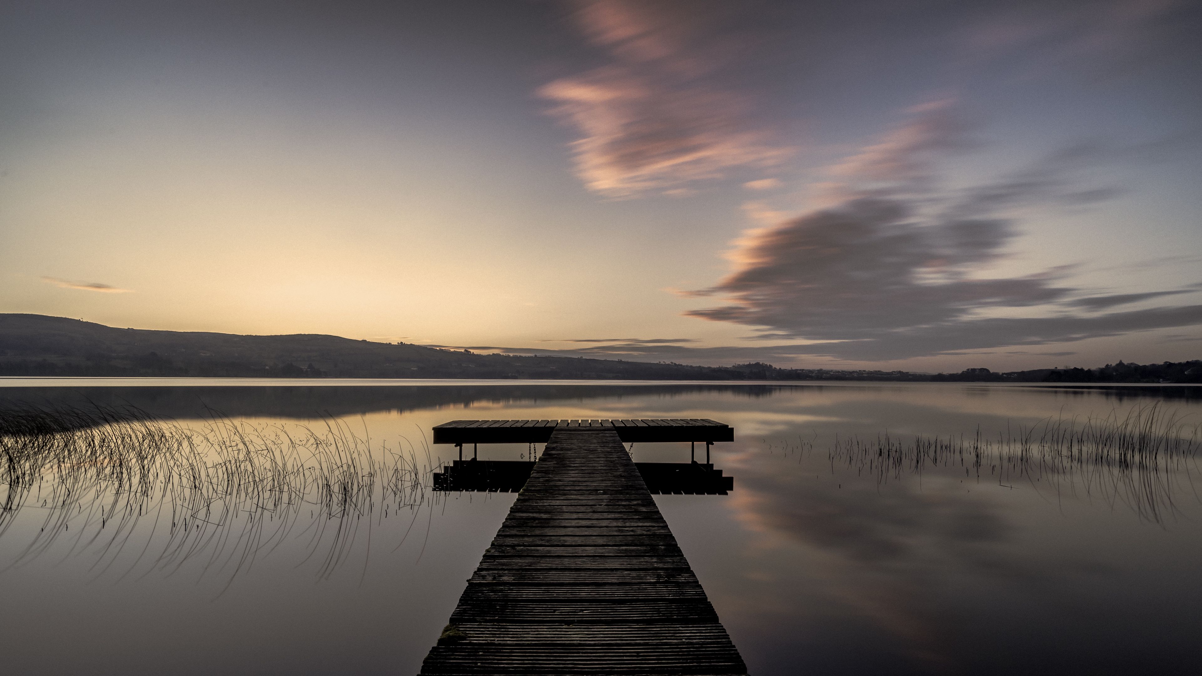pier, water, evening, horizon, 4k, HD Wallpaper