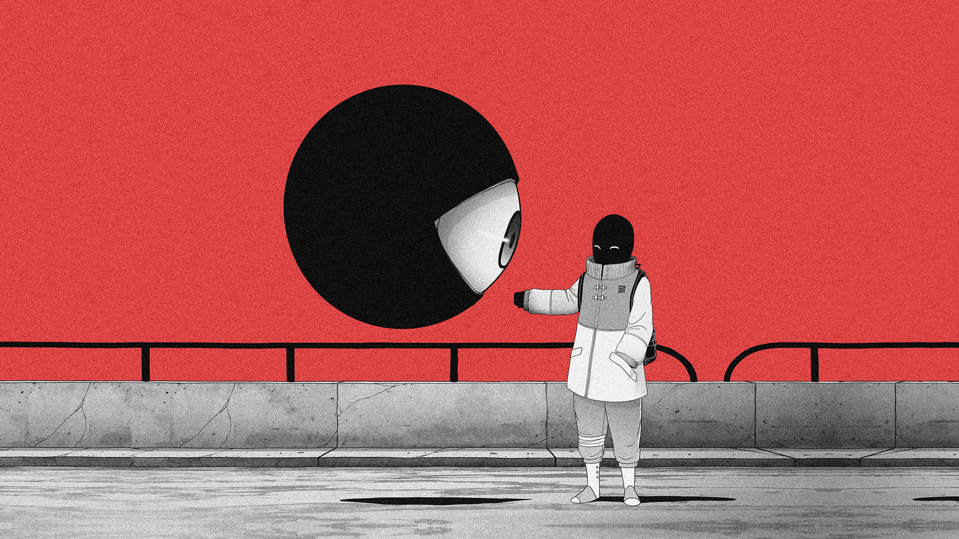 Oska, digital art, eyes, artwork, illustration, original characters, children, smiling, red background, HD Wallpaper