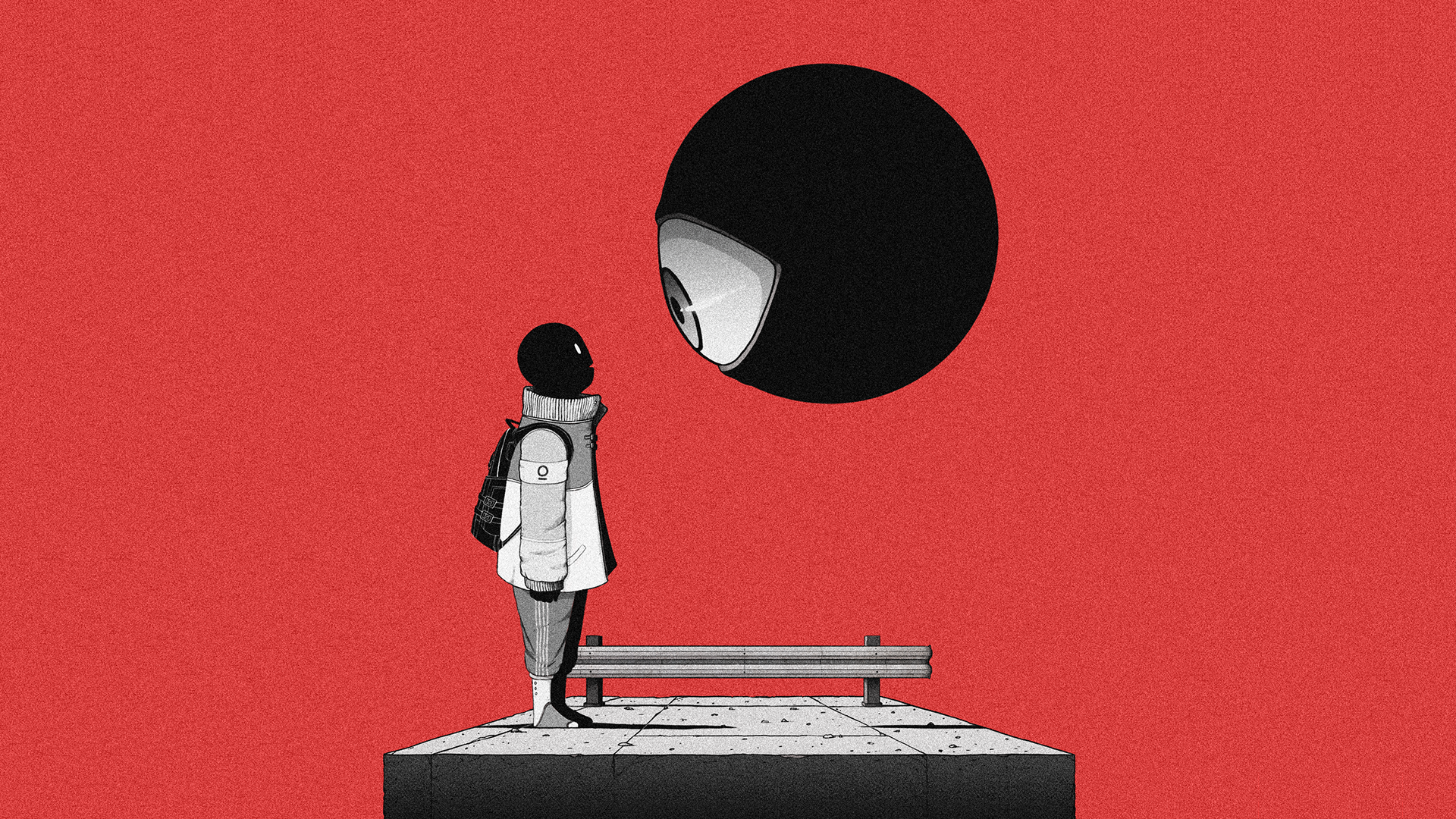 Oska, digital art, eyes, artwork, illustration, original characters, children, red background, HD Wallpaper