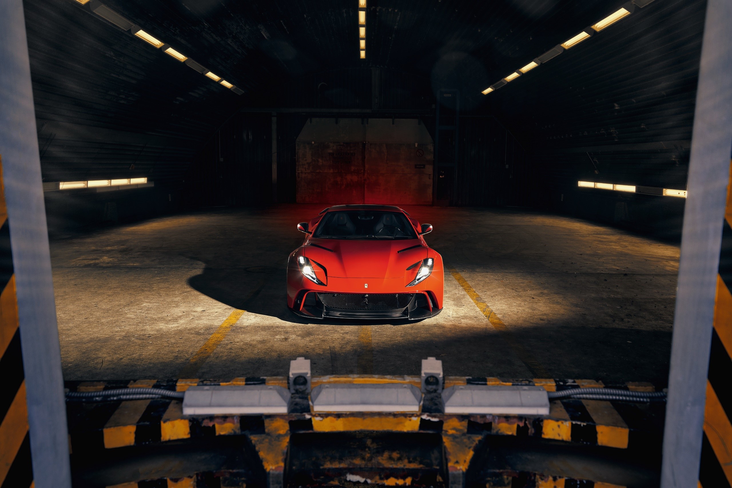 Ferrari, vehicle, car, red cars, Ferrari 812, frontal view, HD Wallpaper