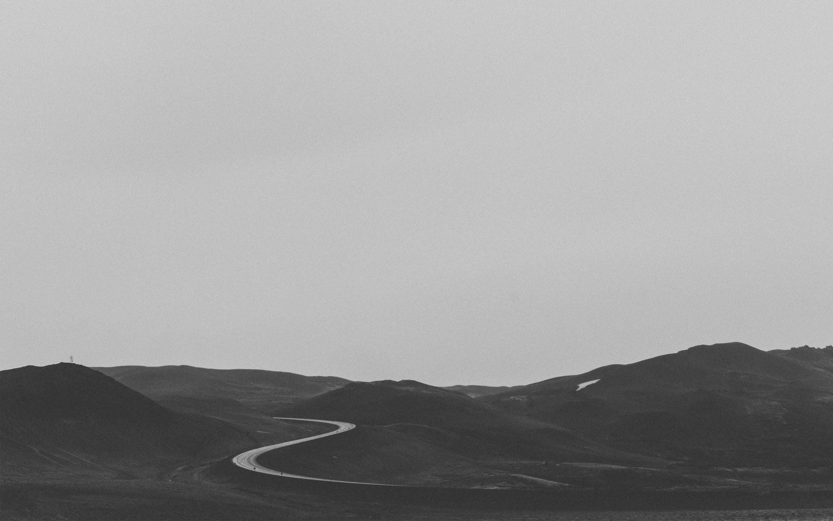 sky, road, mountains, landscape, minimalism, HD Wallpaper