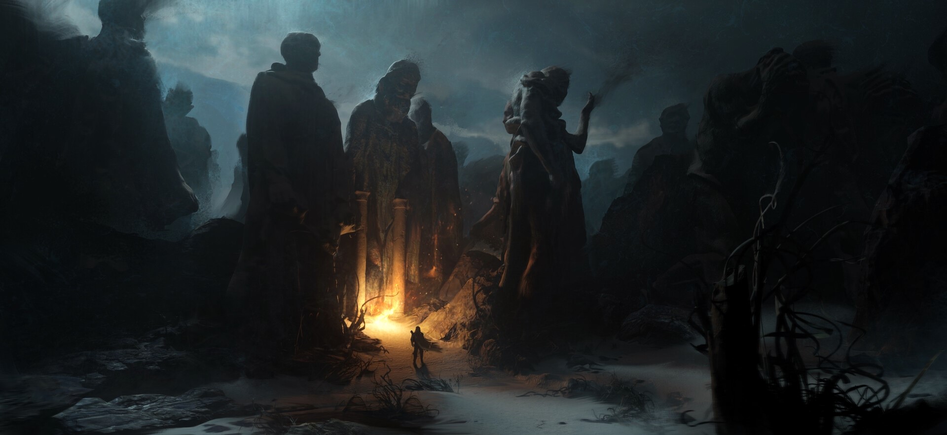 Gabriel Nagypal, digital, statue, HD Wallpaper