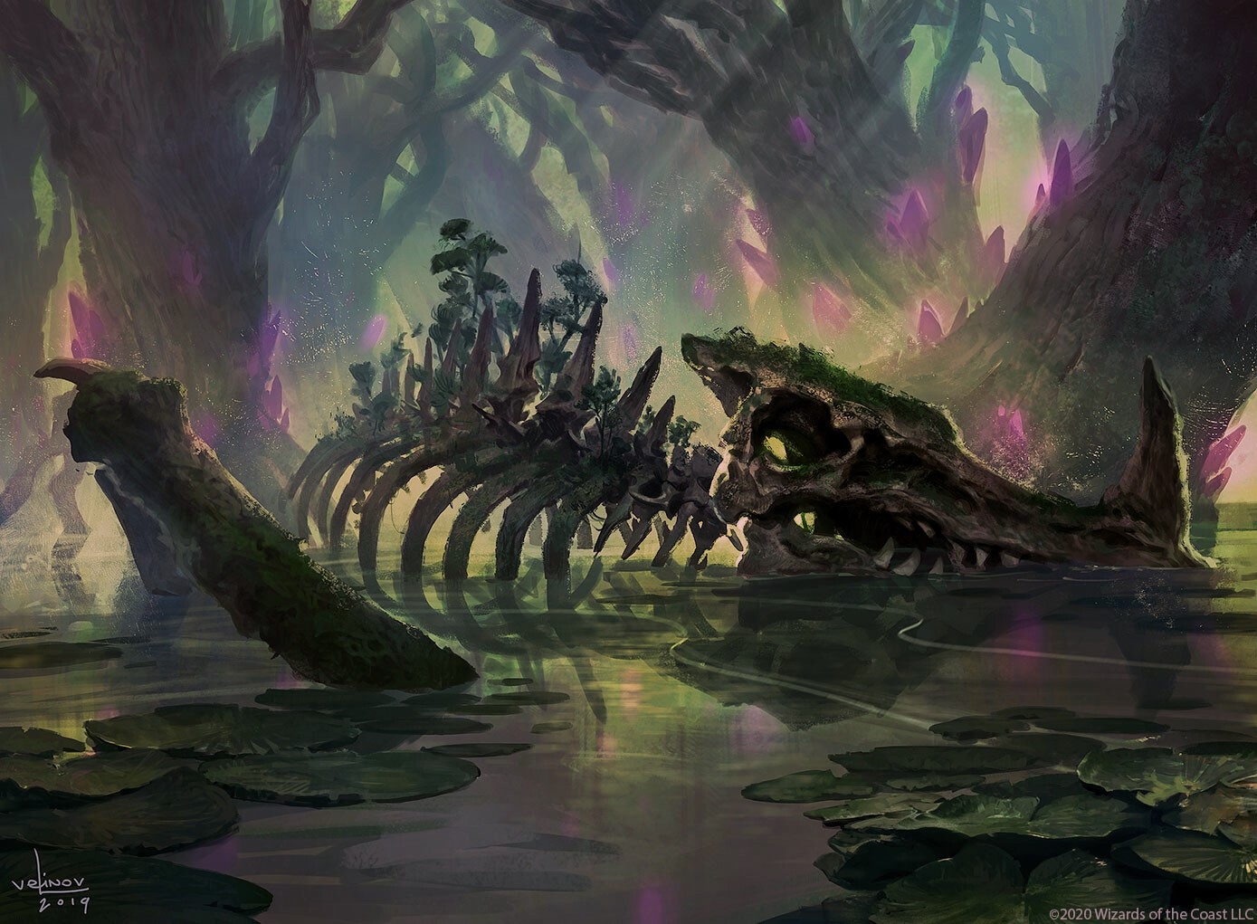 Svetlin Velinov, swamp, fantasy art, skeleton, 2019 (Year), artwork, HD Wallpaper