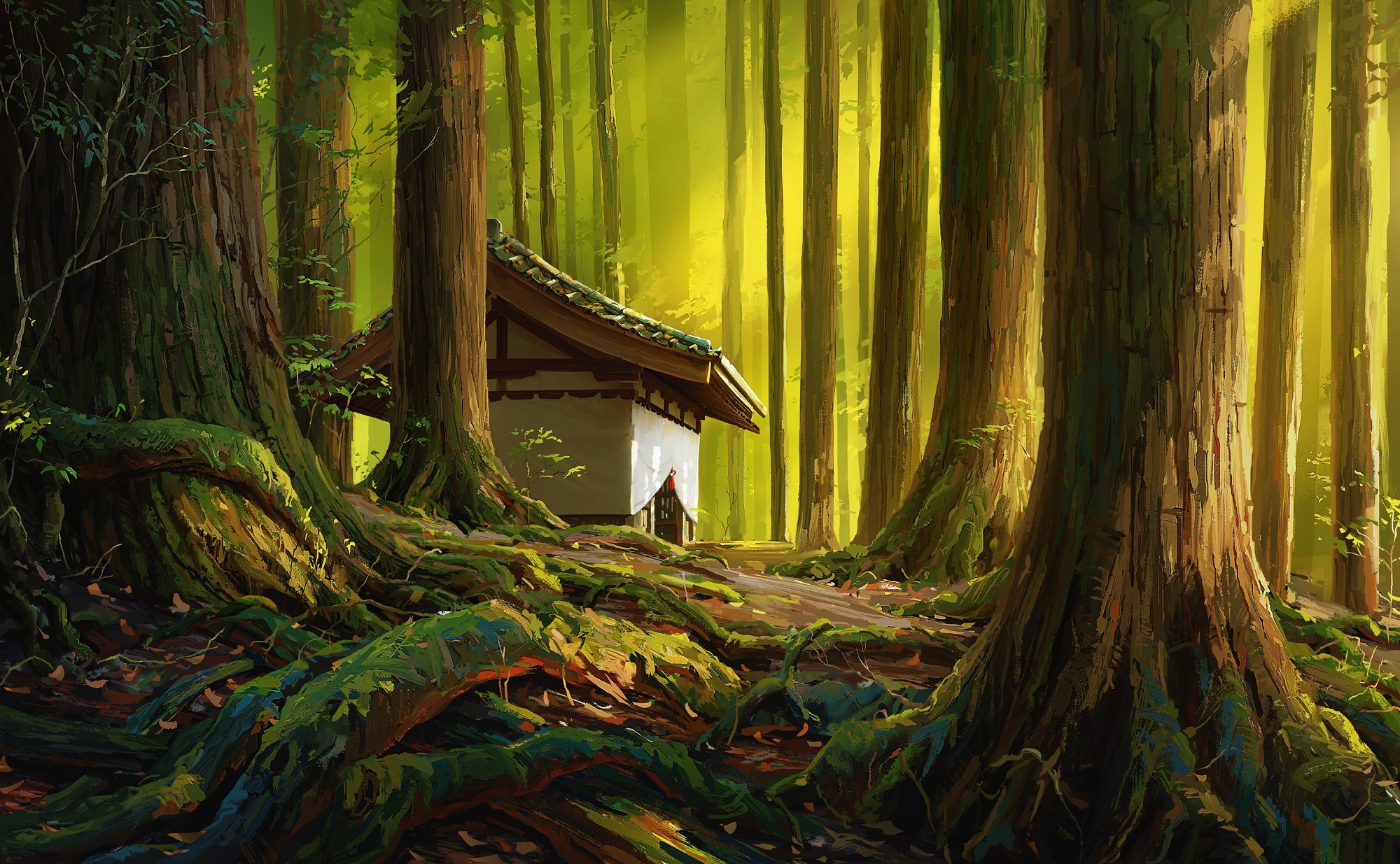 forest, digital, artwork, HD Wallpaper