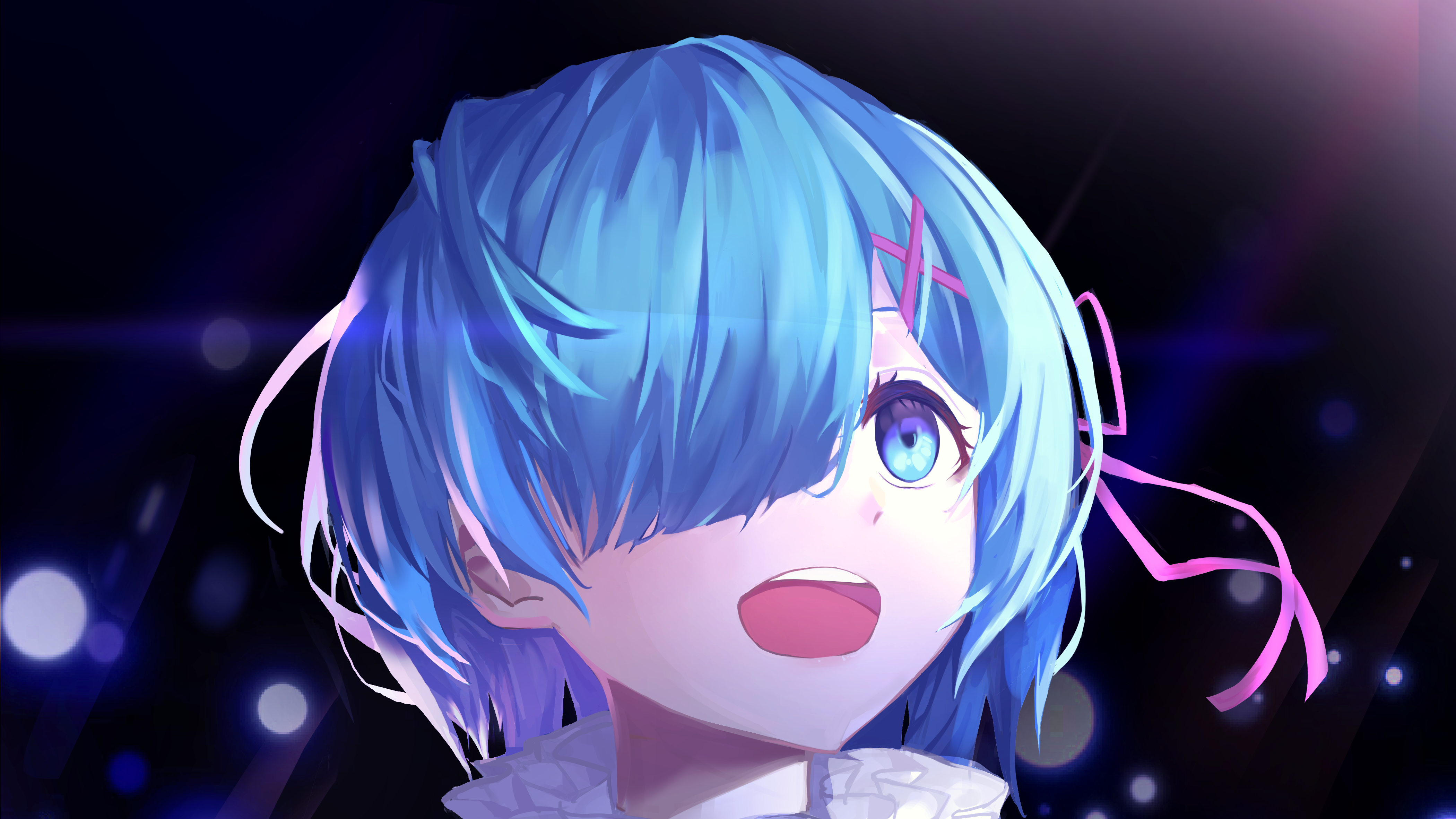 Rem (Re: Zero), Re:Zero Kara Hajimeru Isekai Seikatsu, open mouth, blue hair, blue eyes, anime girls, anime, HD Wallpaper