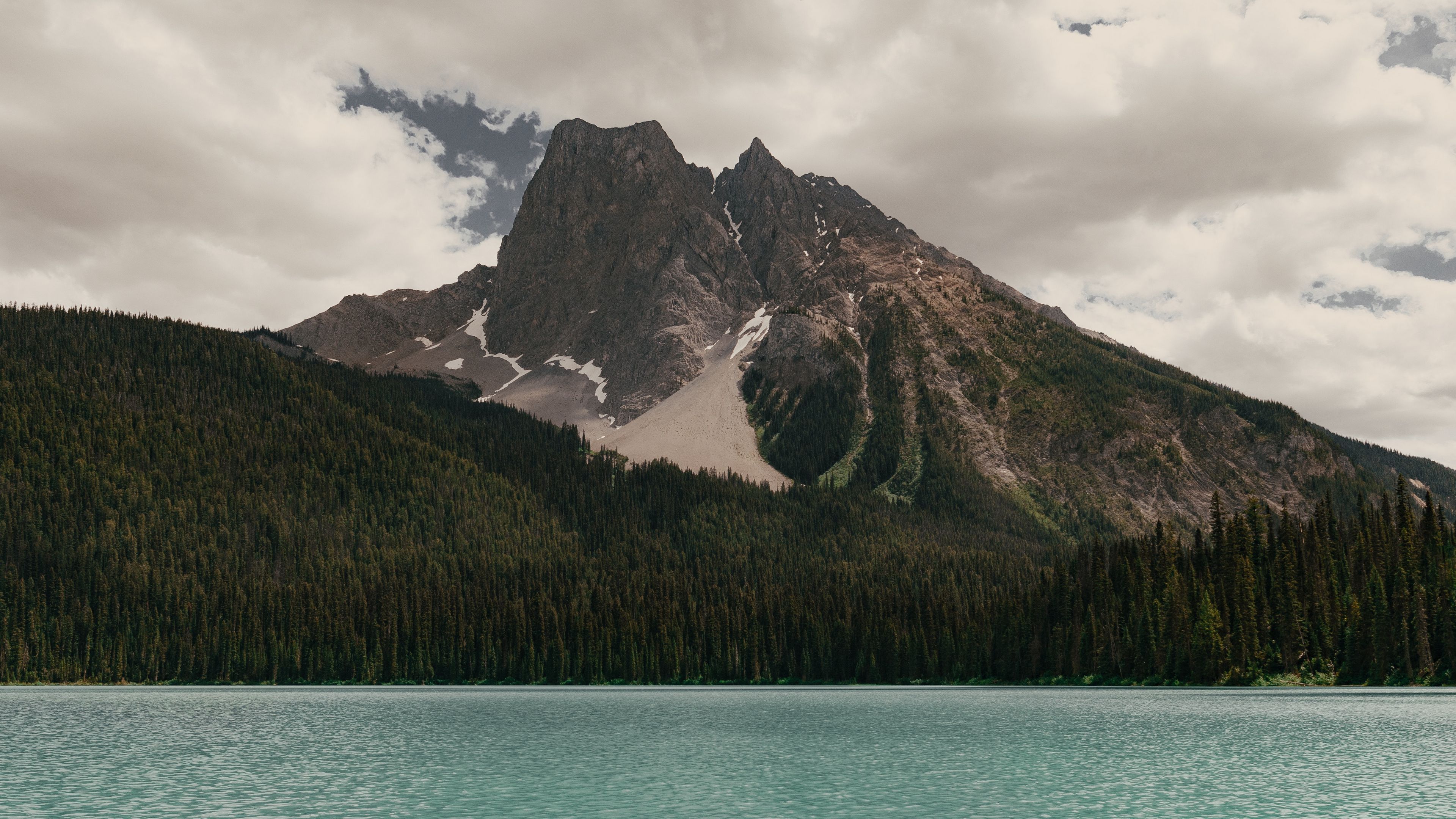 mountain, lake, landscape, clouds, trees, 4k, HD Wallpaper