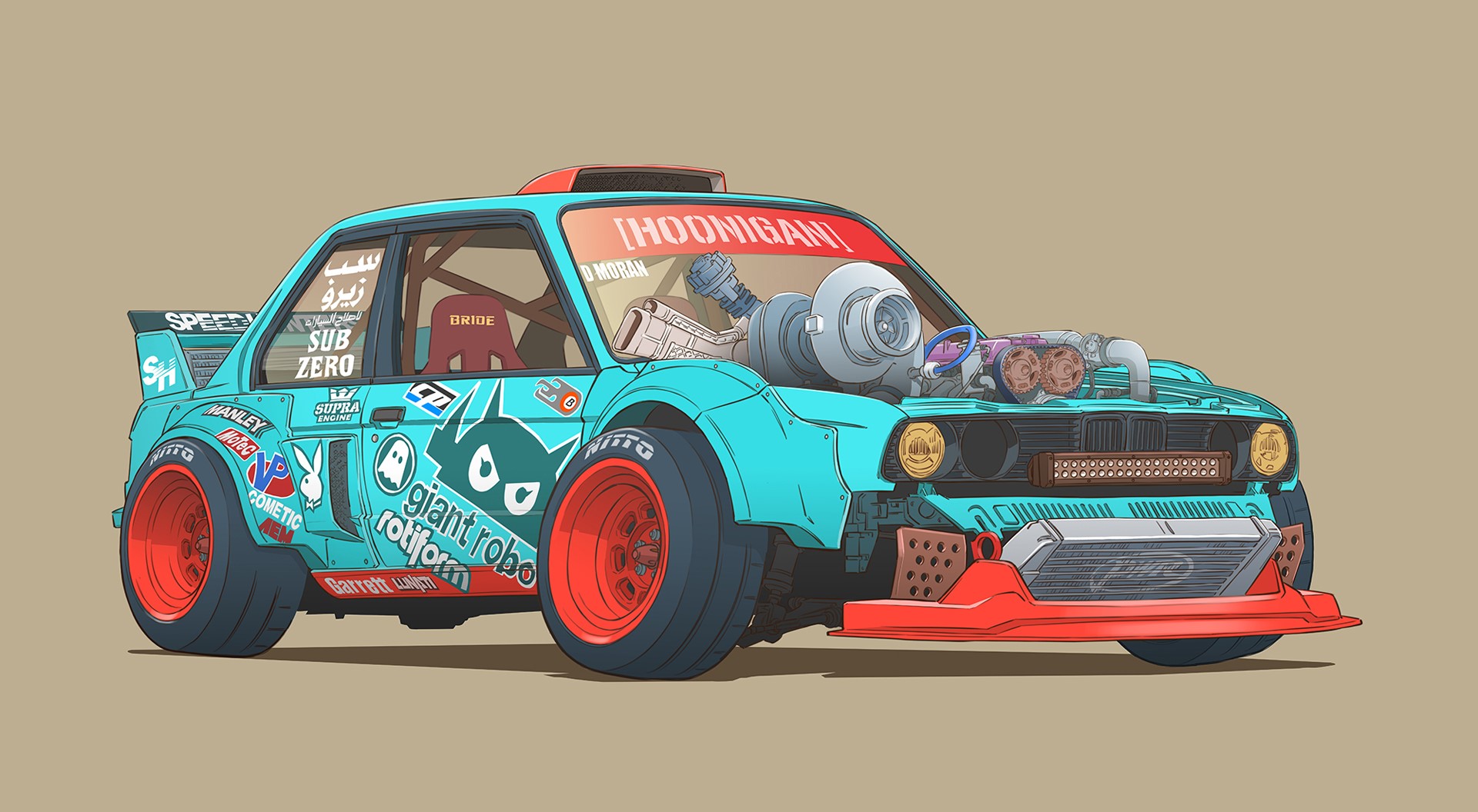 car, Japanese cars, BMW E30, cyan, BMW 3 Series, BMW, colored wheels, HD Wallpaper