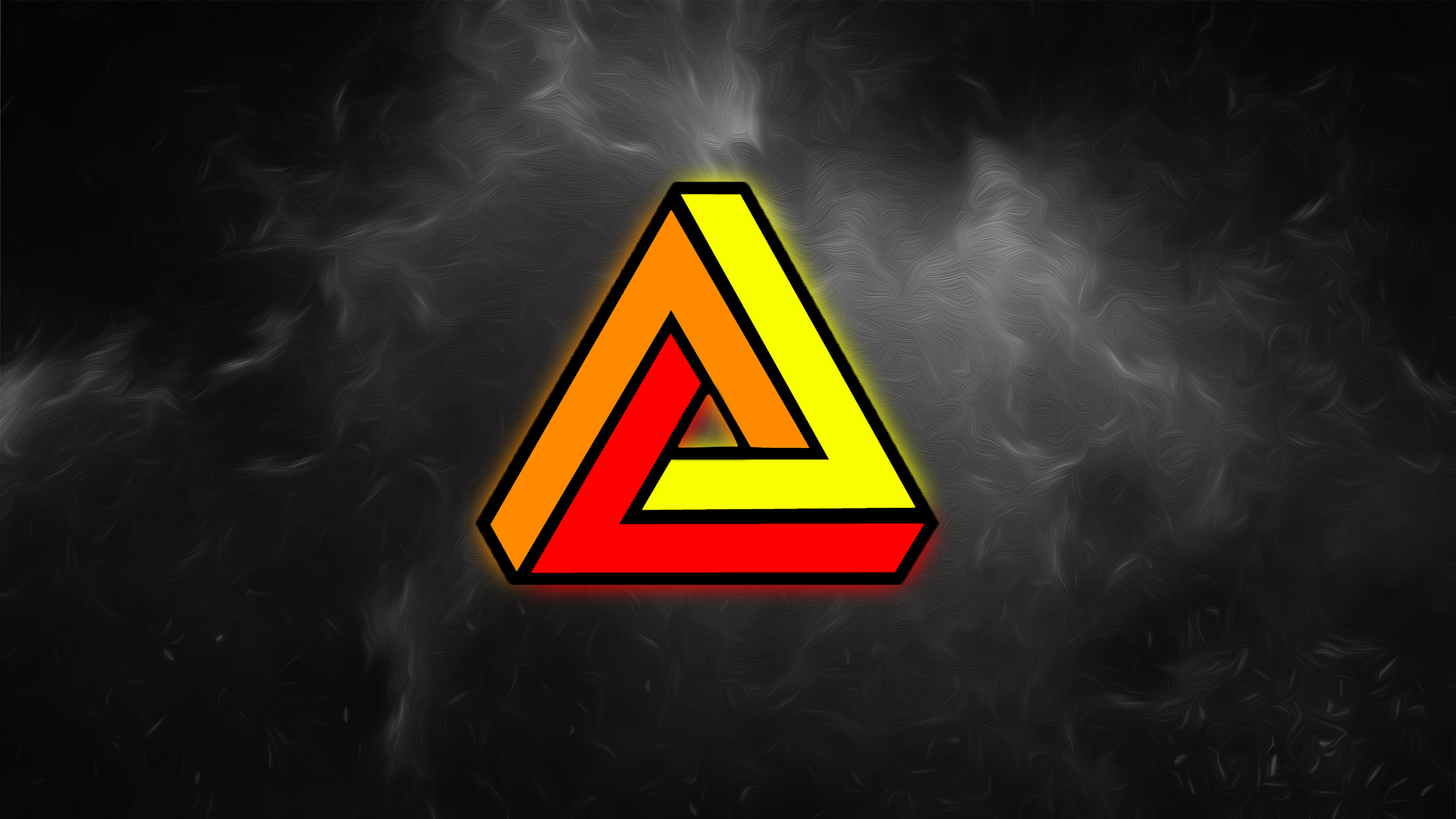 Penrose triangle, red, yellow, orange, space, abstract, HD Wallpaper