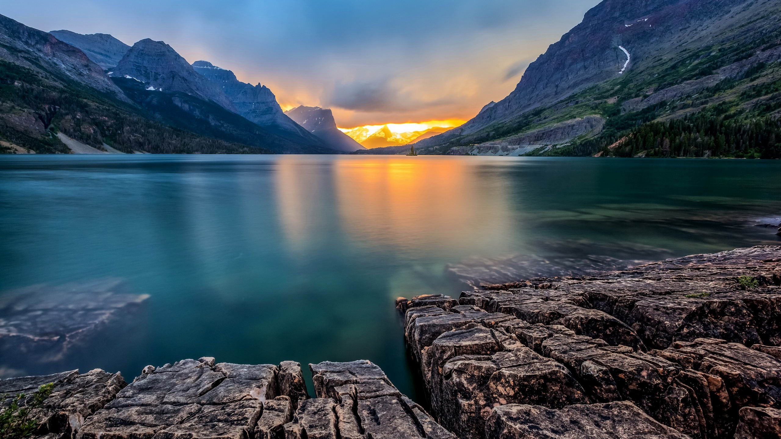 landscape, lake, USA, mountains, nature, HD Wallpaper