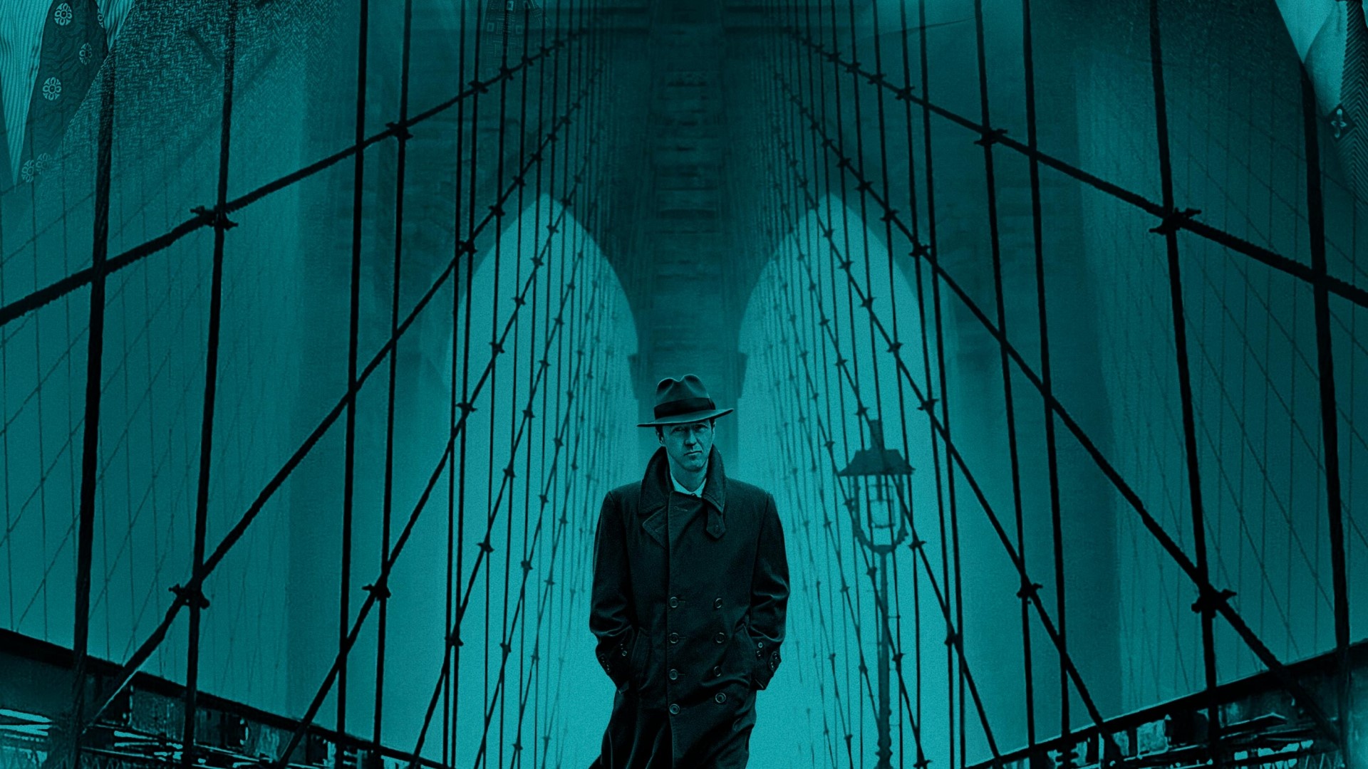 movie poster, Edward Norton, Motherless Brooklyn, noir, monochrome, USA, New York City, teal, HD Wallpaper