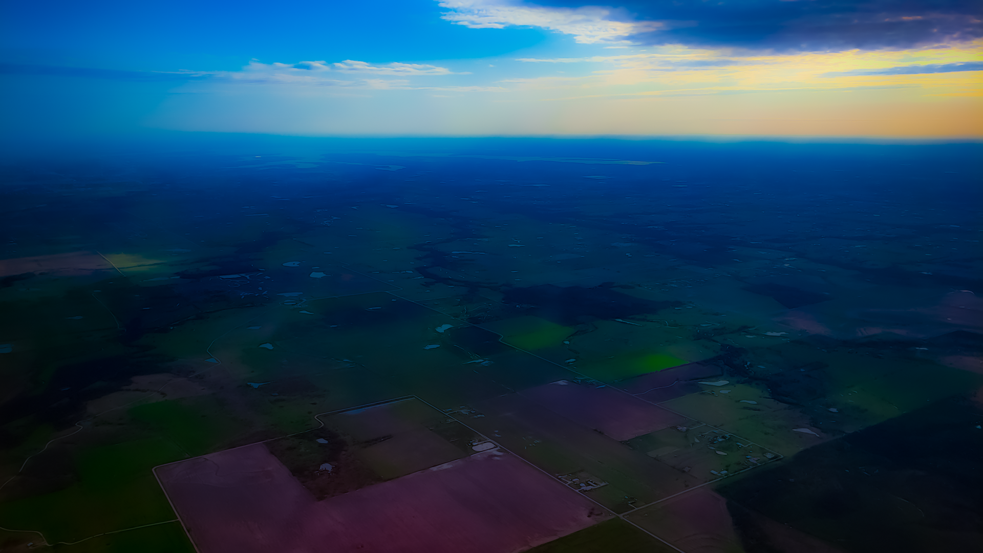 clouds, Texas, field, flying, horizon, landscape, HD Wallpaper