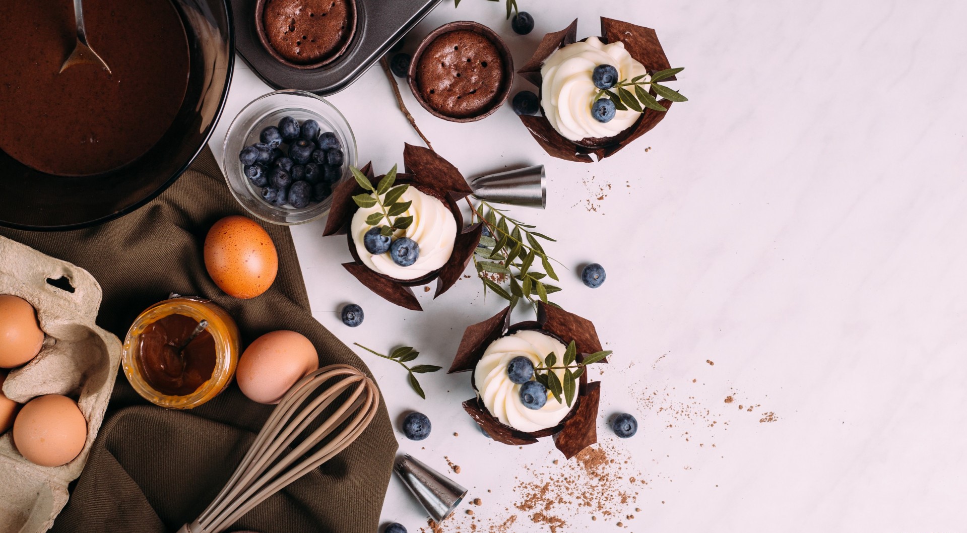 food, eggs, fruit, dessert, berries, sweets, powder, top view, HD Wallpaper