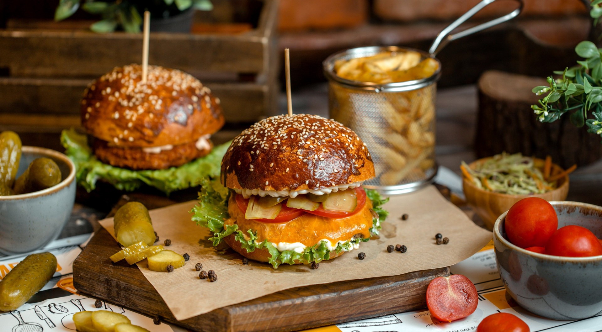 food, burgers, tomatoes, salad, Cucumber, HD Wallpaper