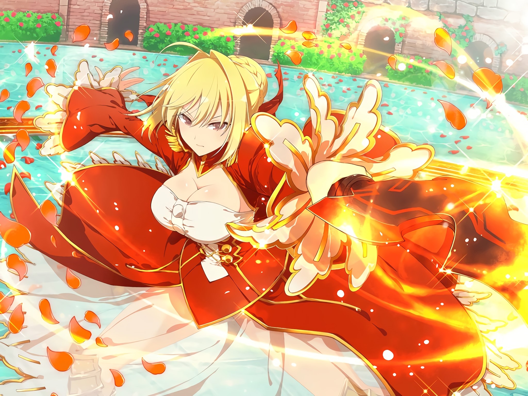 anime, anime girls, big boobs, Saber Extra, Fate/Extra CCC, HD Wallpaper