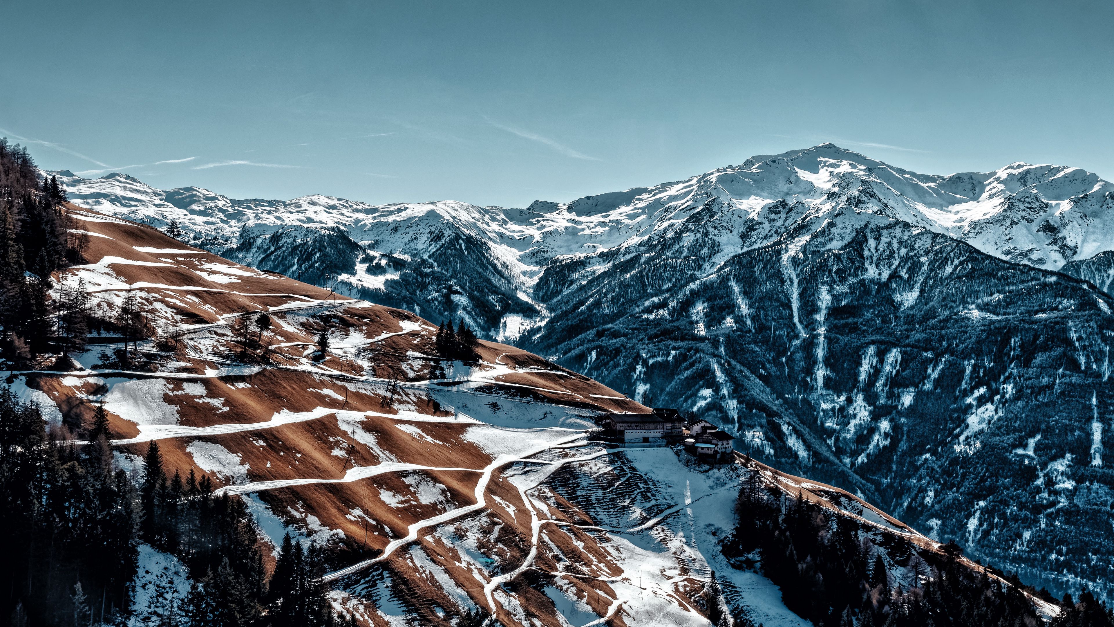 mountains, peaks, slopes, snow, alps, 4k, HD Wallpaper