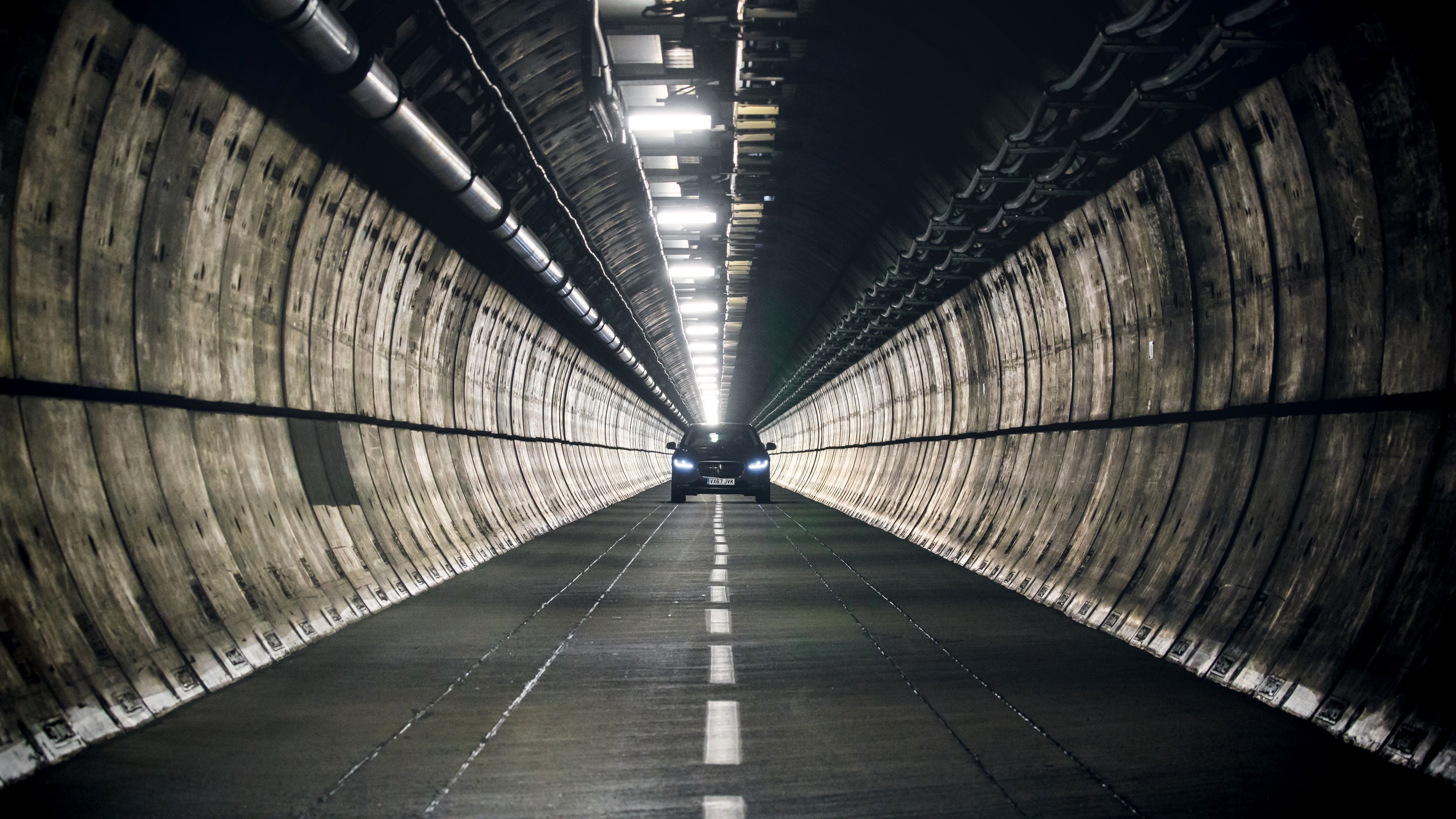 jaguar i-pace, jaguar, tunnel, car, electric car, 4k, HD Wallpaper