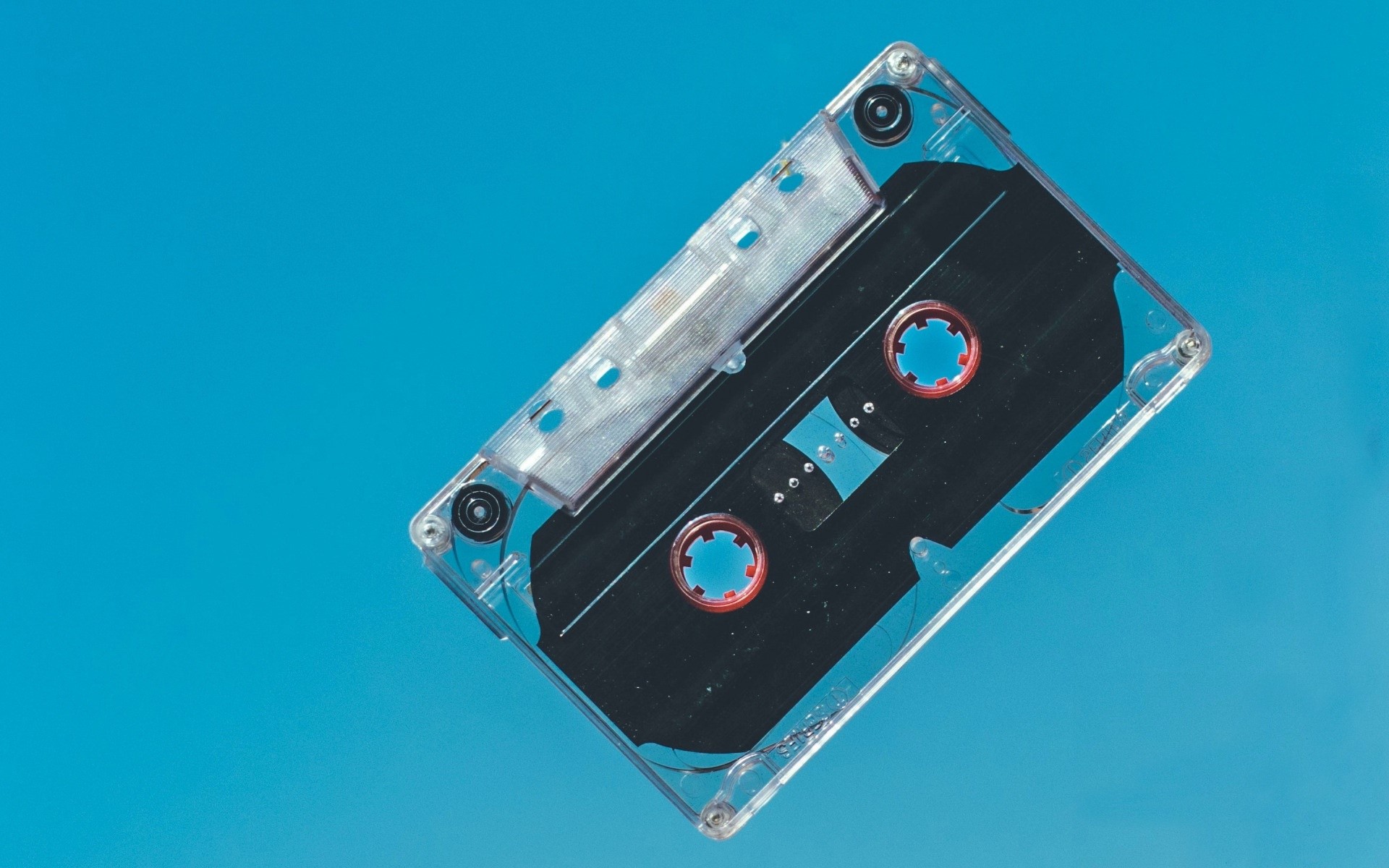minimalism, blue background, cassette, audio cassete, blue, HD Wallpaper