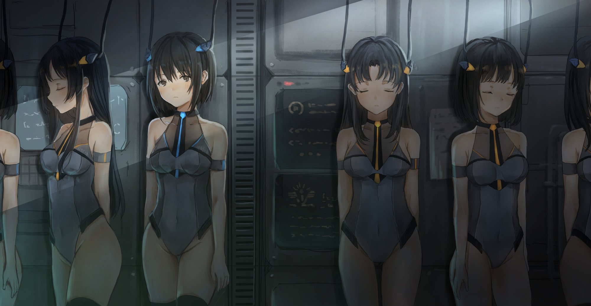 catzz, anime girls, dark hair, science fiction, anime, HD Wallpaper