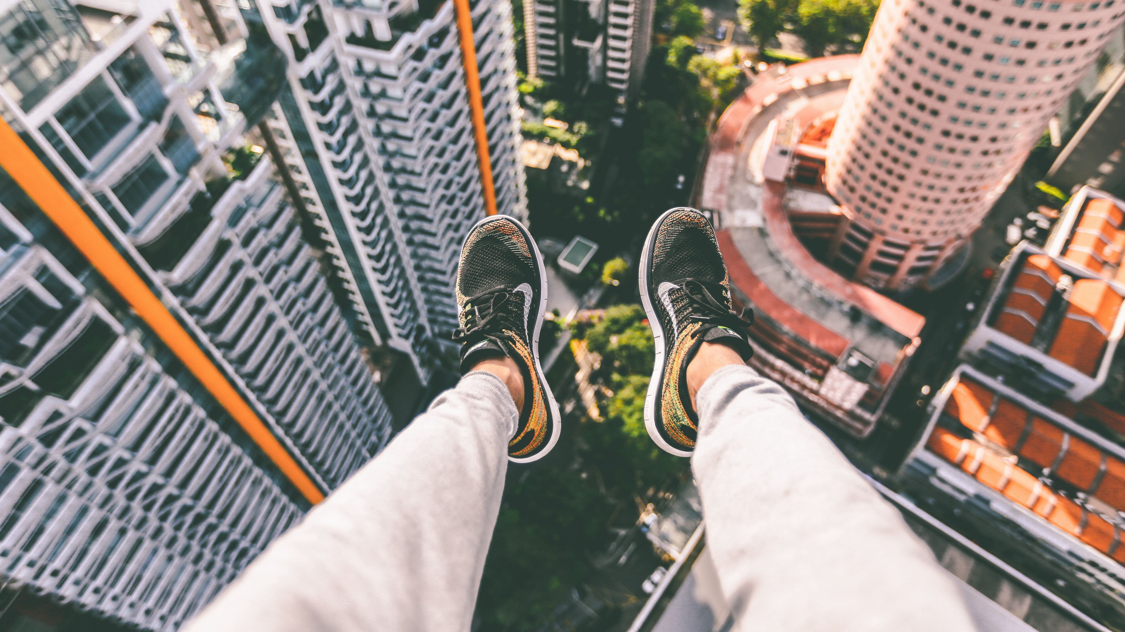 feet, roof, sneakers, solitude, 4k, HD Wallpaper