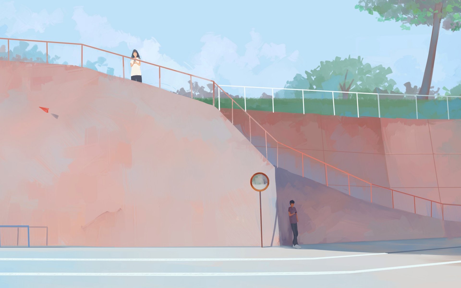 anime, artwork, sign, urban, anime boys, anime girls, outdoors, HD Wallpaper