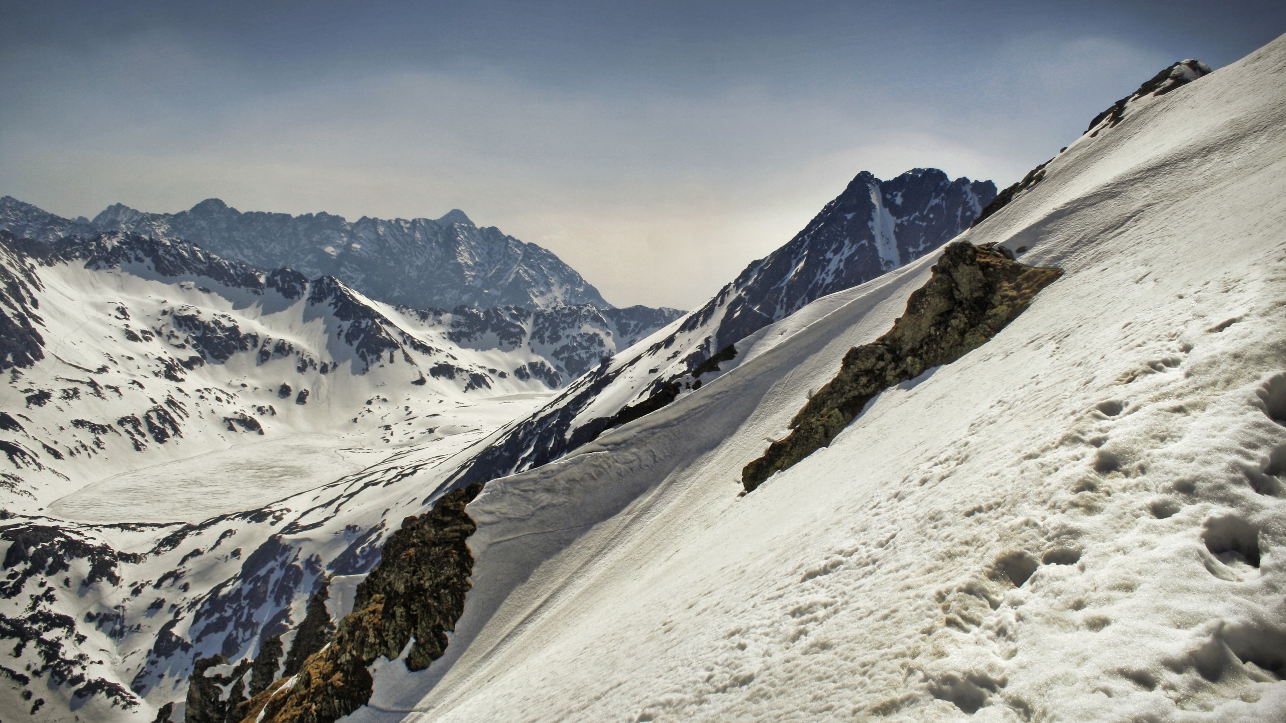 landscape, mountains, clouds, sky, nature, snow, winter, HD Wallpaper