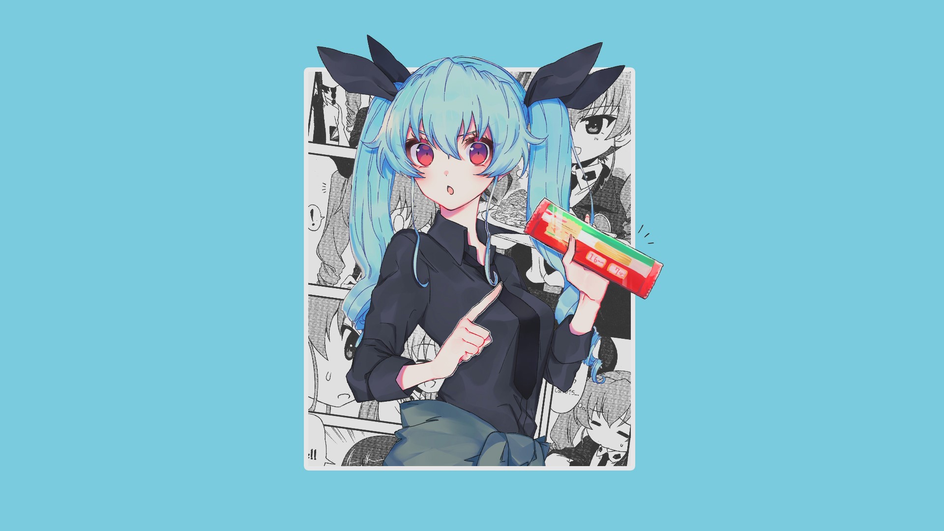 anime, anime girls, Girls und Panzer, Anchovy (Girls und Panzer), simple background, speech bubble, picture-in-picture, minimalism, HD Wallpaper
