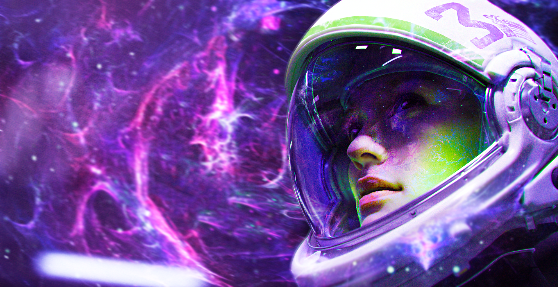 digital art, digital, stars, galaxy, space, astronaut, purple, science fiction, HD Wallpaper