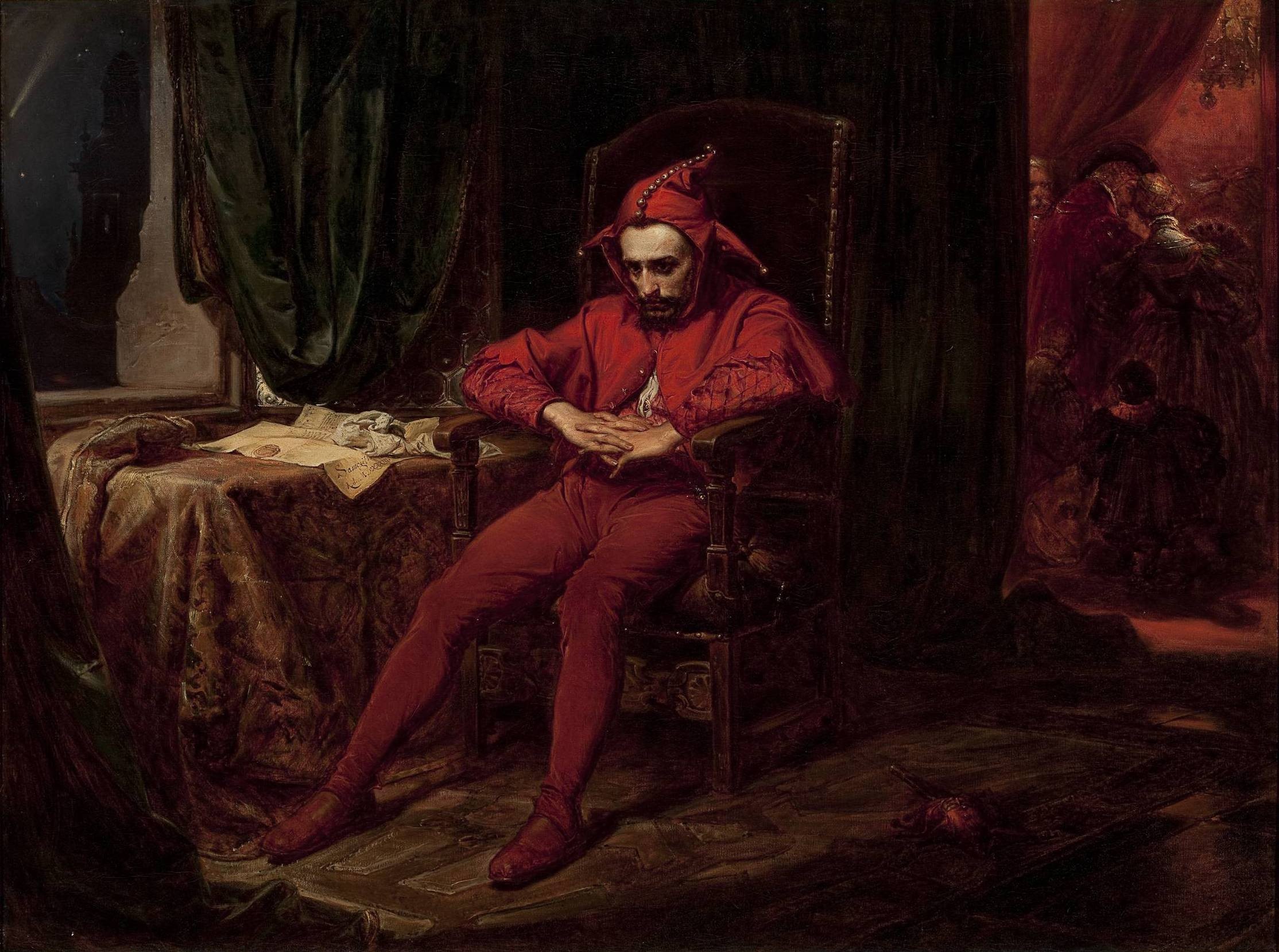 Stańczyk, painting, Jan Matejko, red, jester, HD Wallpaper