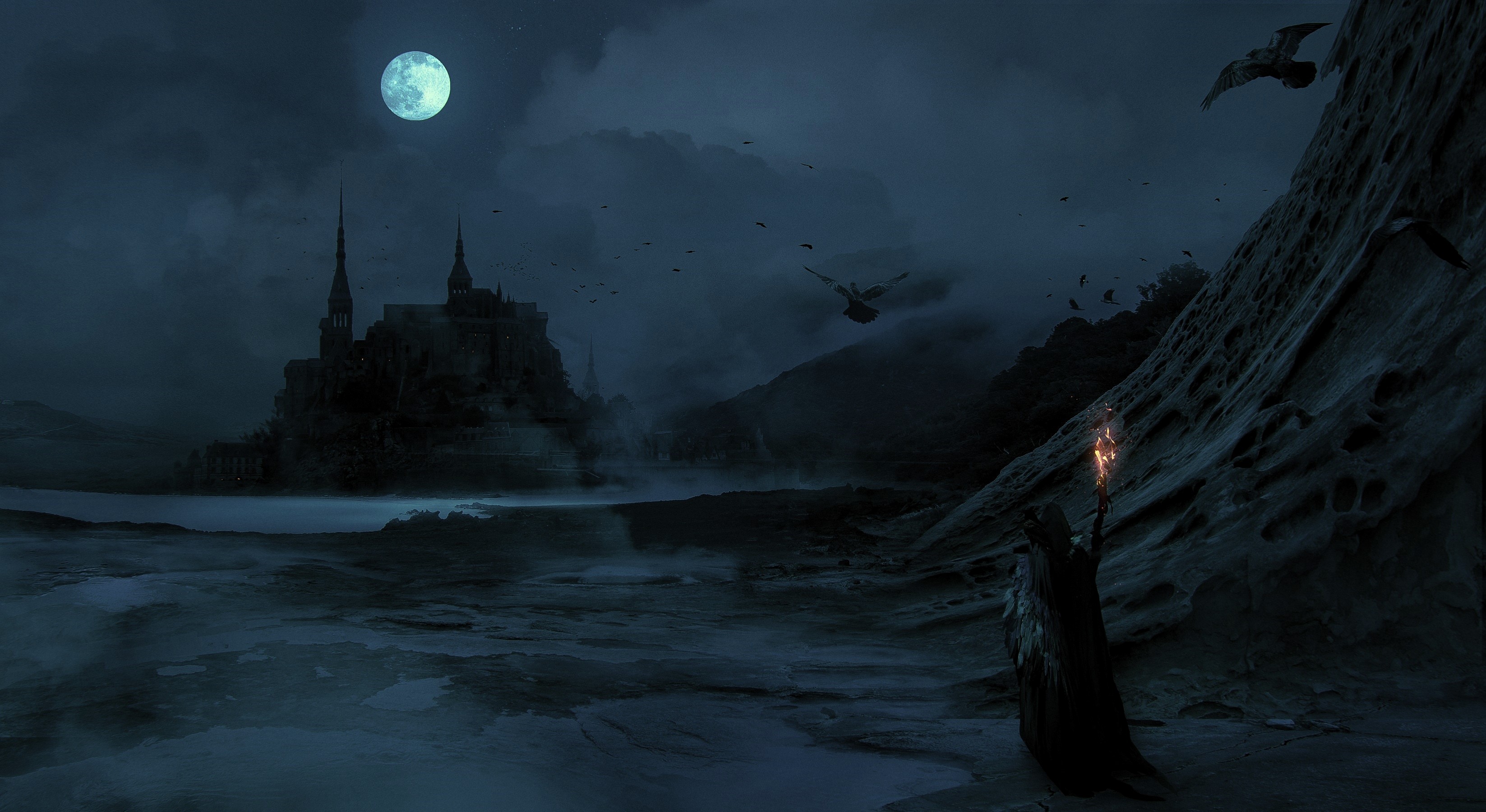 Santa Norvaisaite, digital, dark, fantasy art, artwork, HD Wallpaper