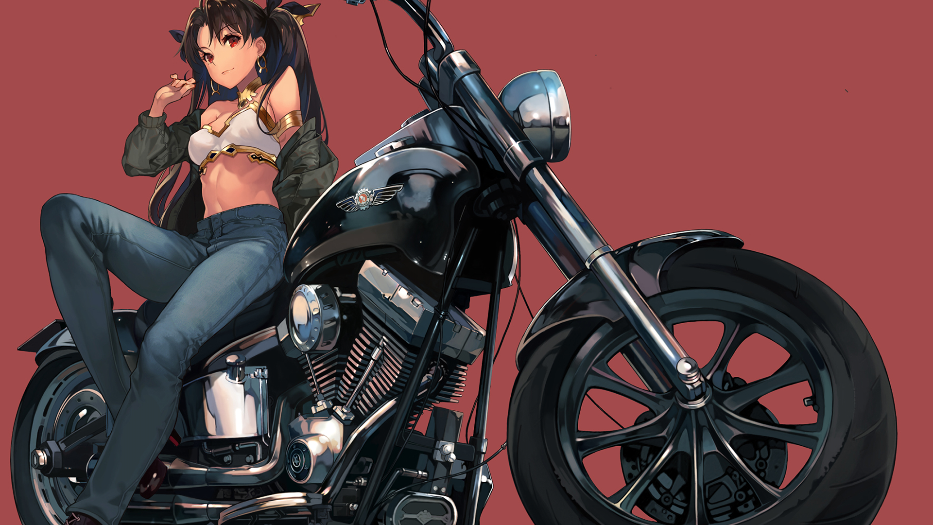 motorcycle, jeans, long hair, Fate/Grand Order, Ishtar (Fate Grand Order), HD Wallpaper