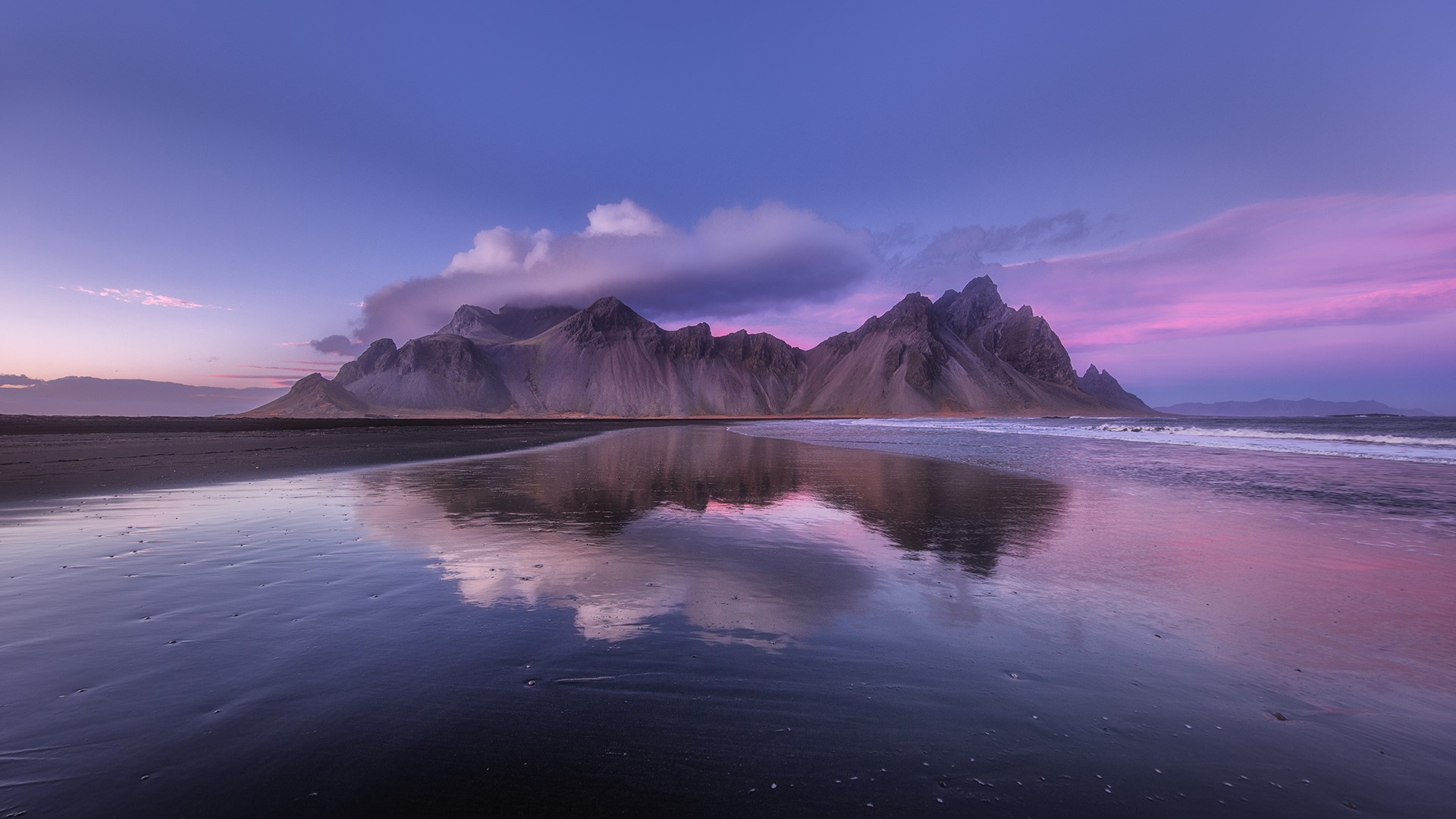 photography, water, clouds, Iceland, Vestrahorn Mountain, HD Wallpaper