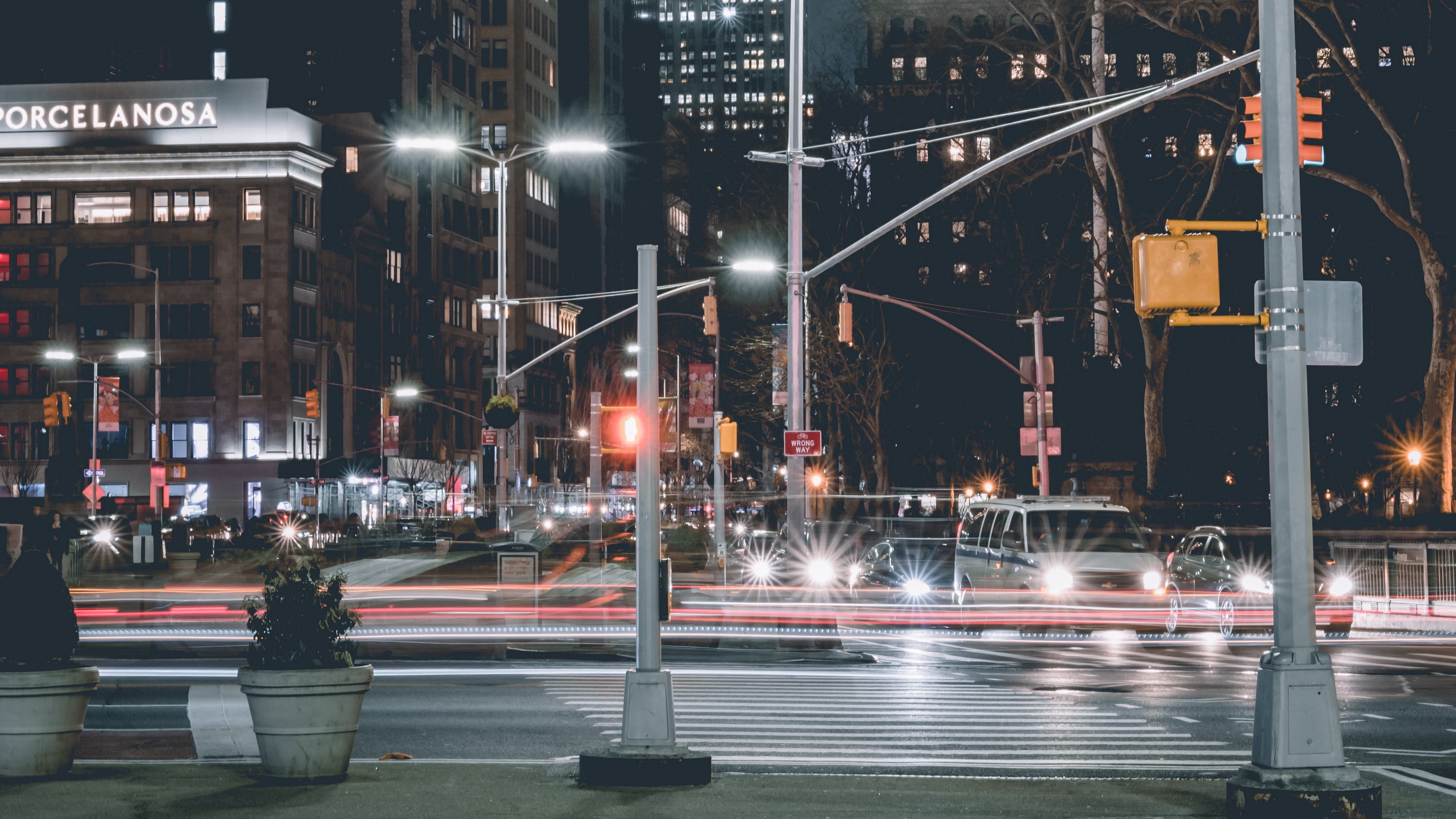 night city, city lights, architecture, street, traffic, 4k, HD Wallpaper