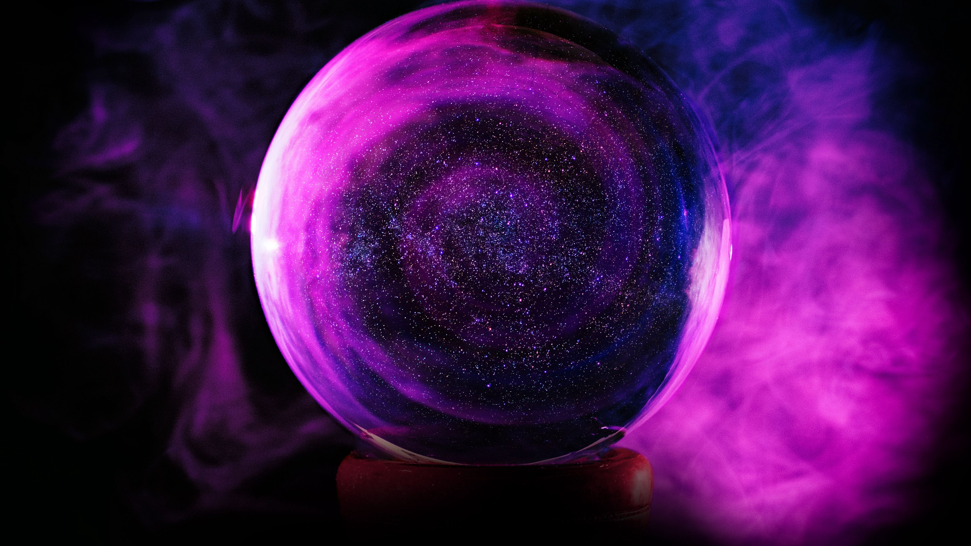 ball, glitter, purple, glass, 4k, HD Wallpaper