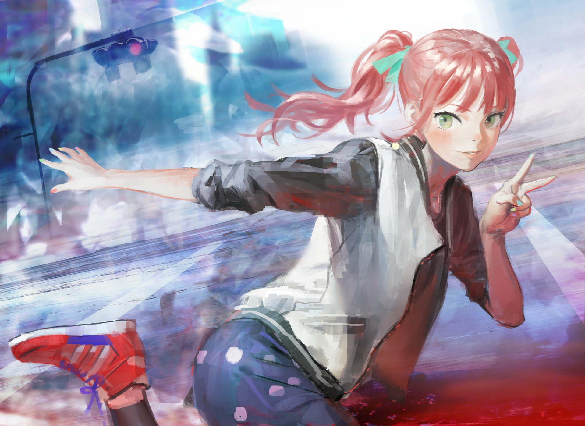 NaBaBa (DeviantArt), pink hair, twintails, green eyes, HD Wallpaper
